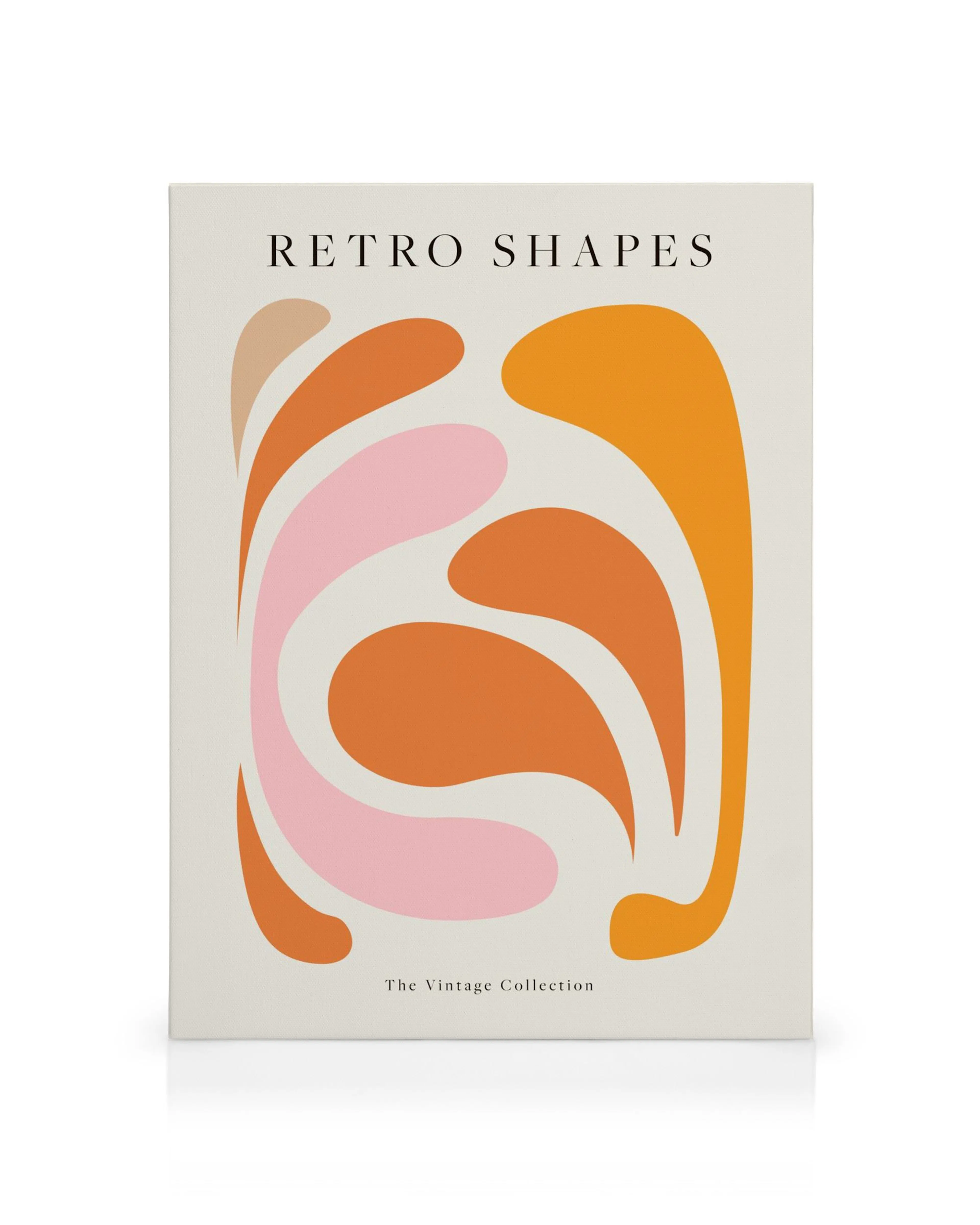 Abstract canvas with flowing organic shapes in warm orange and pink tones, evoking a retro, vintage aesthetic.