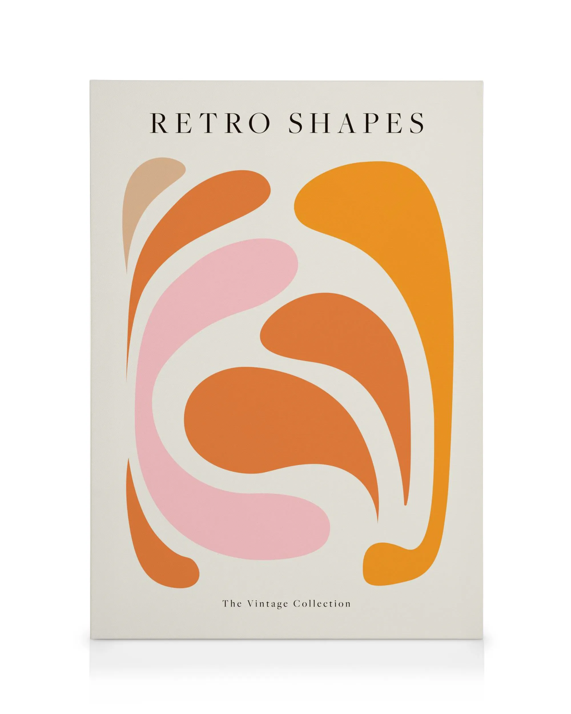 Abstract canvas with flowing organic shapes in warm orange and pink tones, evoking a retro, vintage aesthetic.