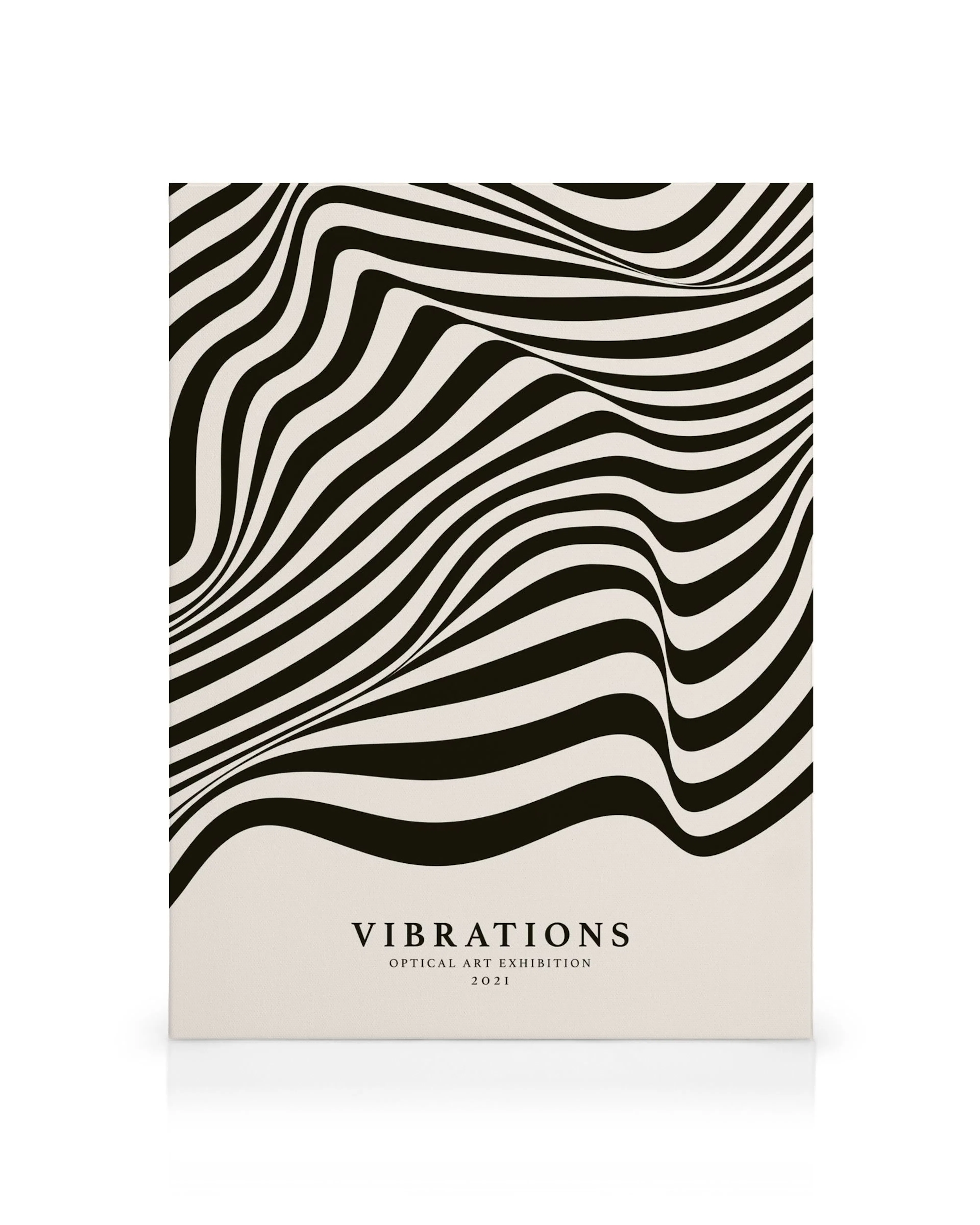 Lienzo Vibraciones con patrón de líneas negras onduladas y dinámicas sobre fondo blanco.