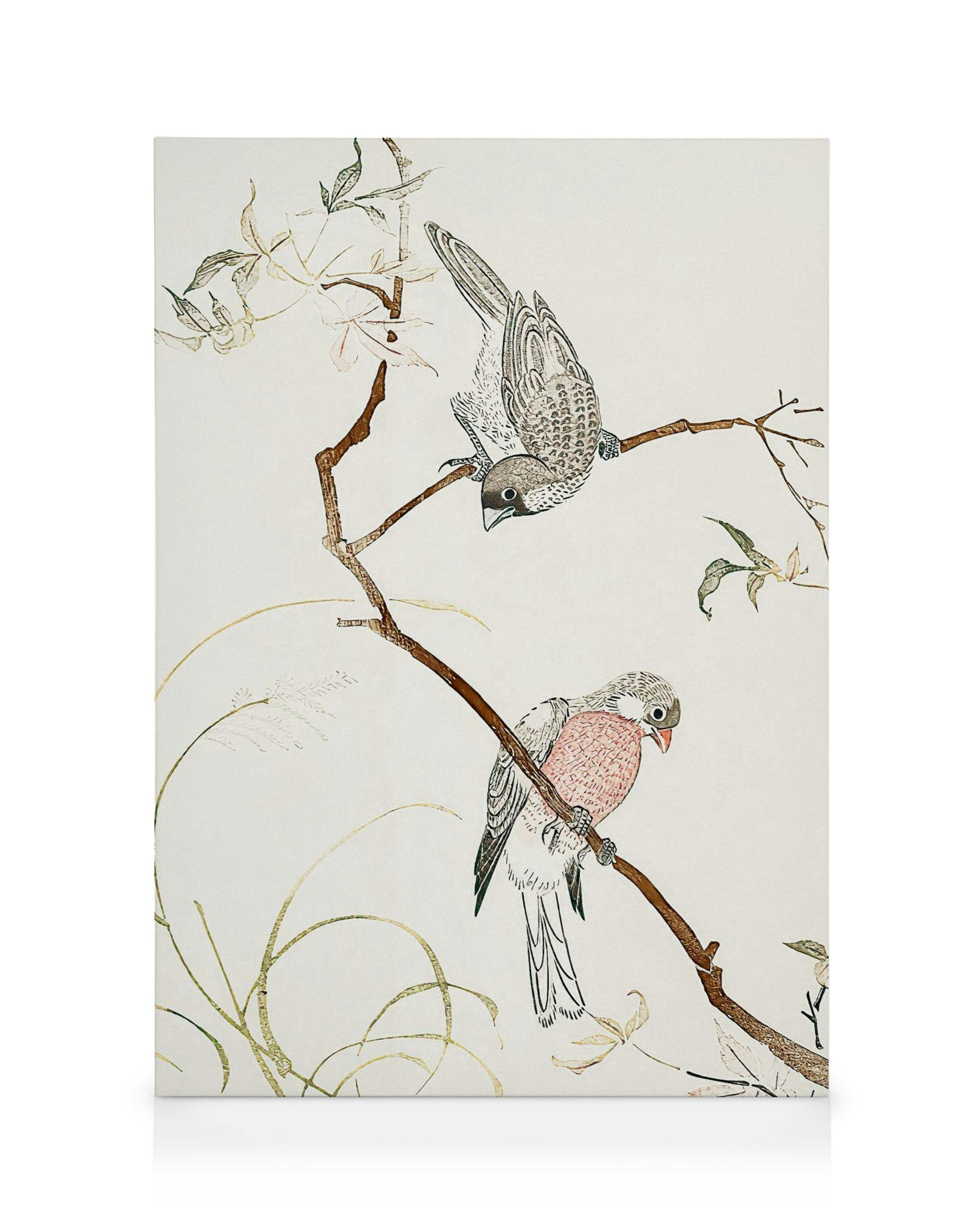 Japanese Seagulls Lienzo (50x70 cm - Marco de negro)