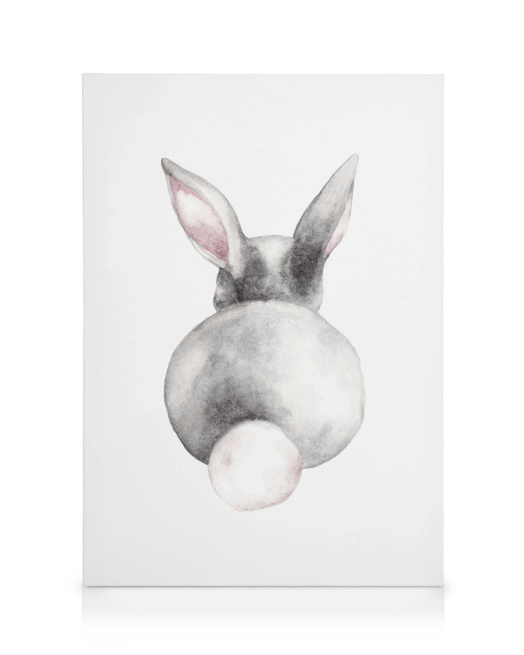 Canvas Schilderijen Little Watercolor Bunny Canvas (50x70 cm - Fotolijst Eiken)