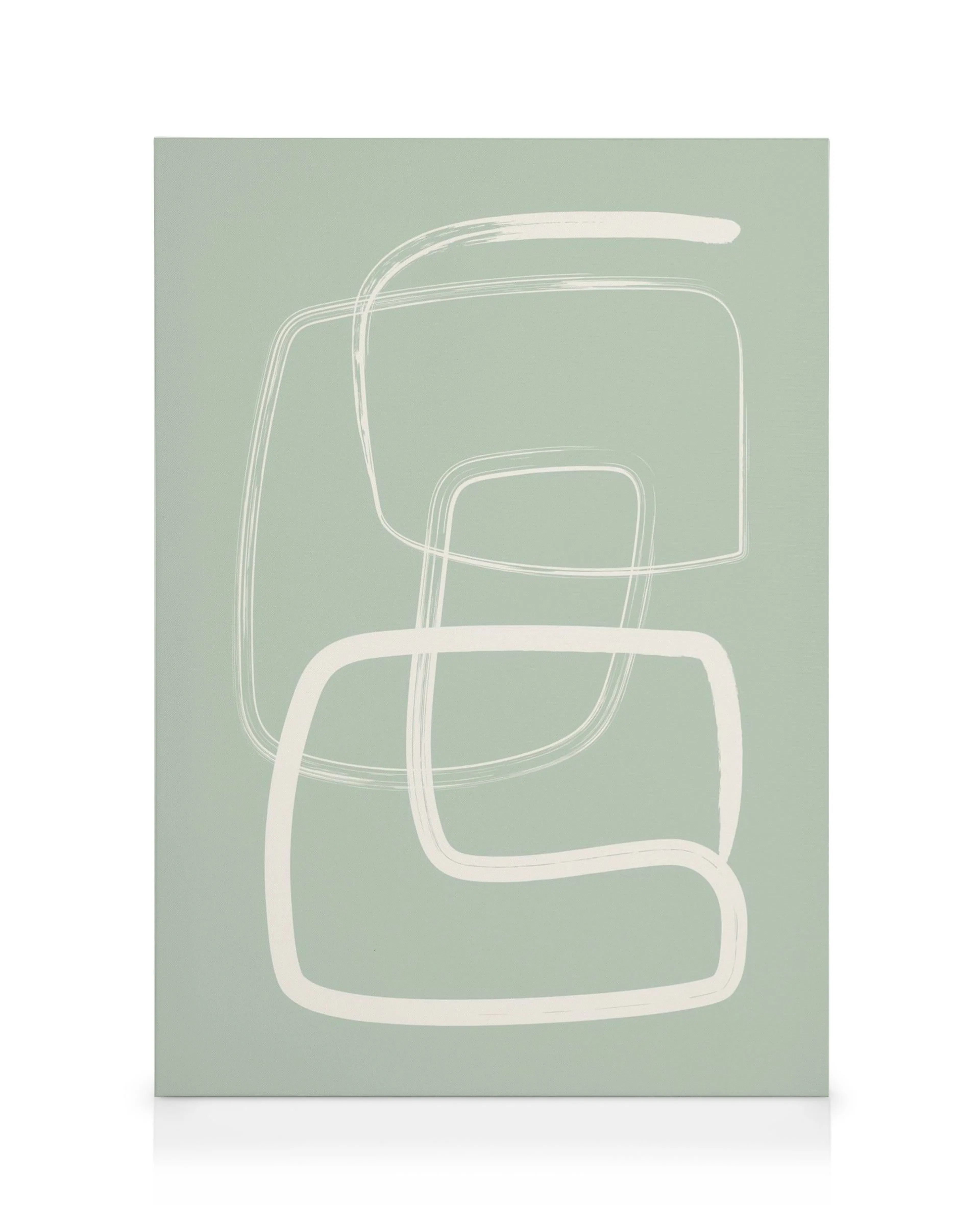 Verdure Canvas print with abstract white lines forming irregular shapes on a light green background
