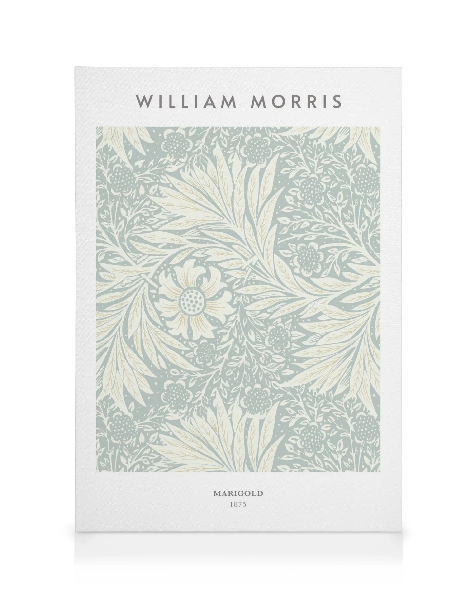Toile William Morris Marigold No2, motif complexe de feuilles et fleurs bleu pâle et crème de 1875