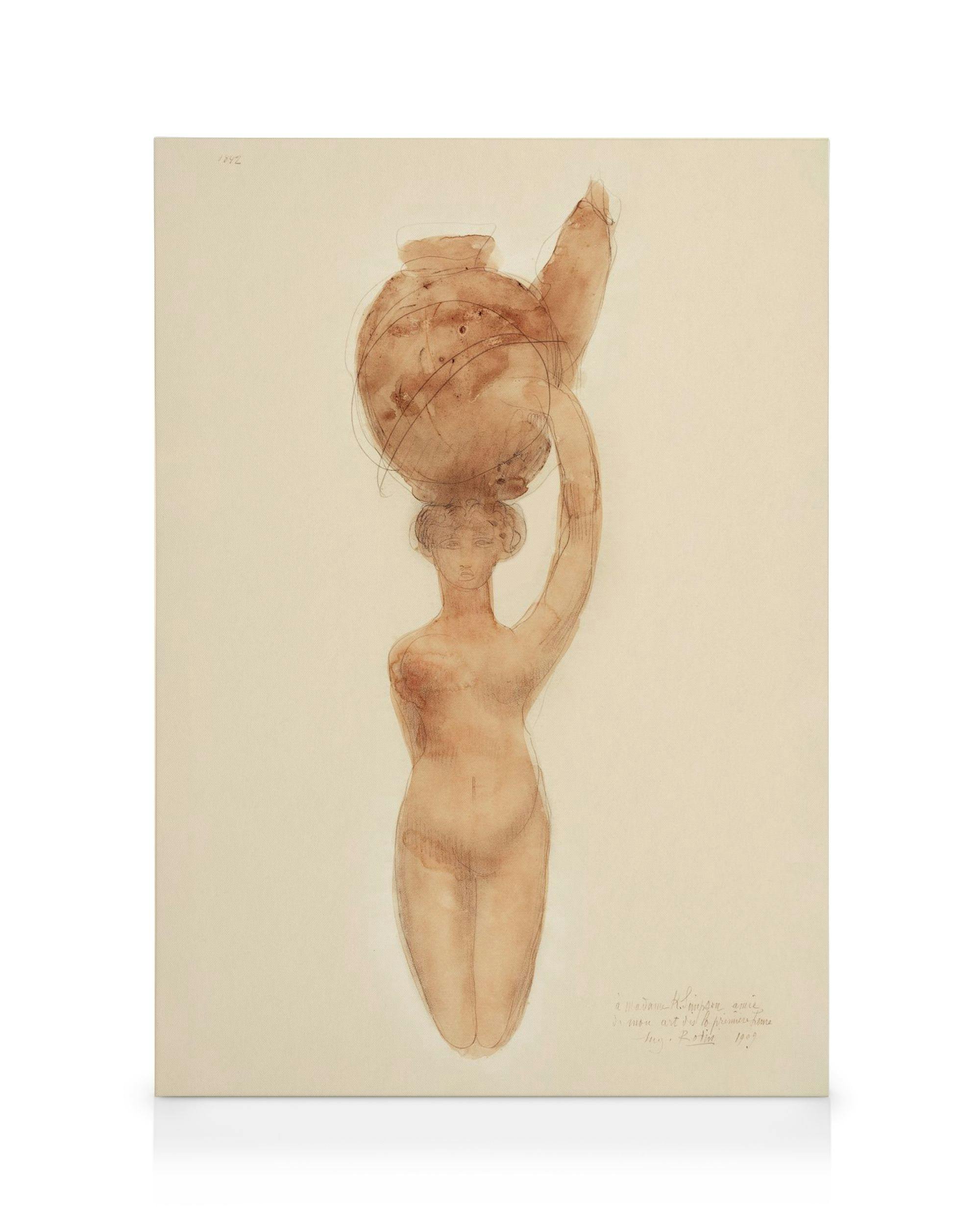 Auguste Rodin - Nude Woman Carrying Vase on Head Lerret (50x70 cm)