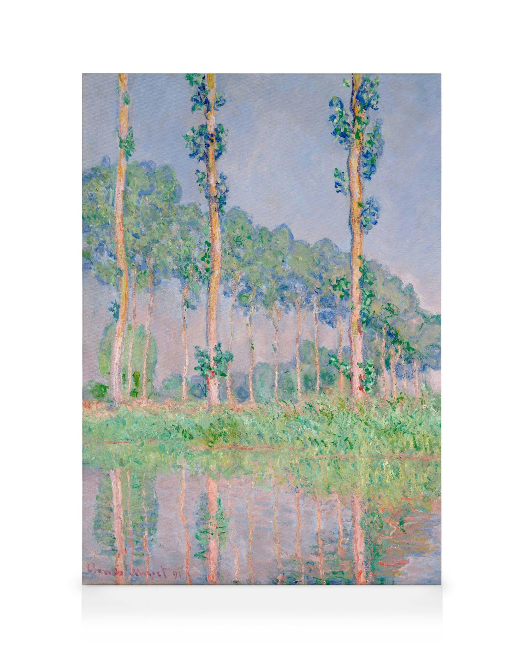 Canvas Prints Monet - Poplars, Pink Effect Canvas print (50x70 cm - Black Frame)