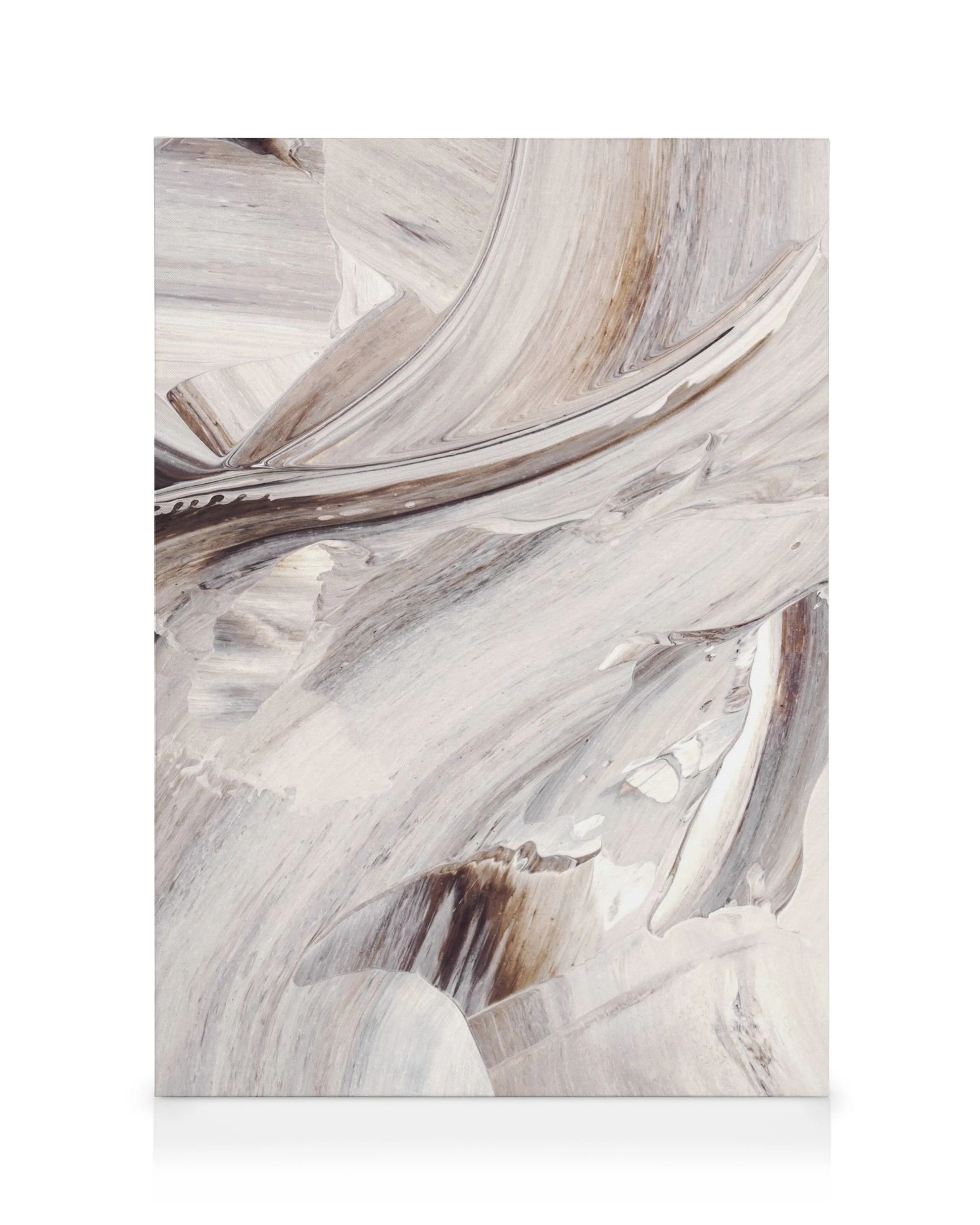 Creamy Roads No2 canvas print with swirling brown, beige, and white marble effect for elegant wall decor