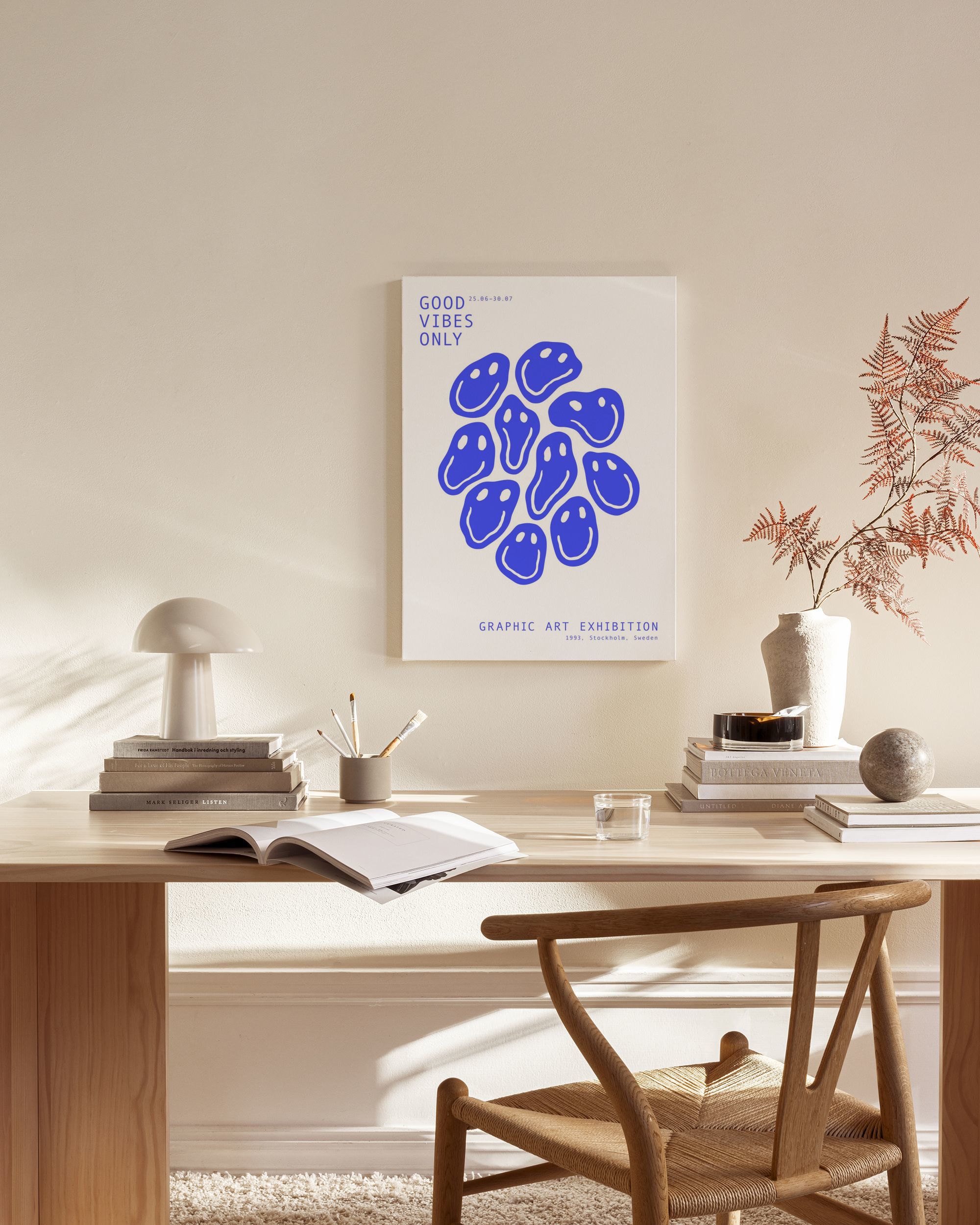 Good Vibes Smiley Canvas Print – Modern Art Print & Poster | Desenio