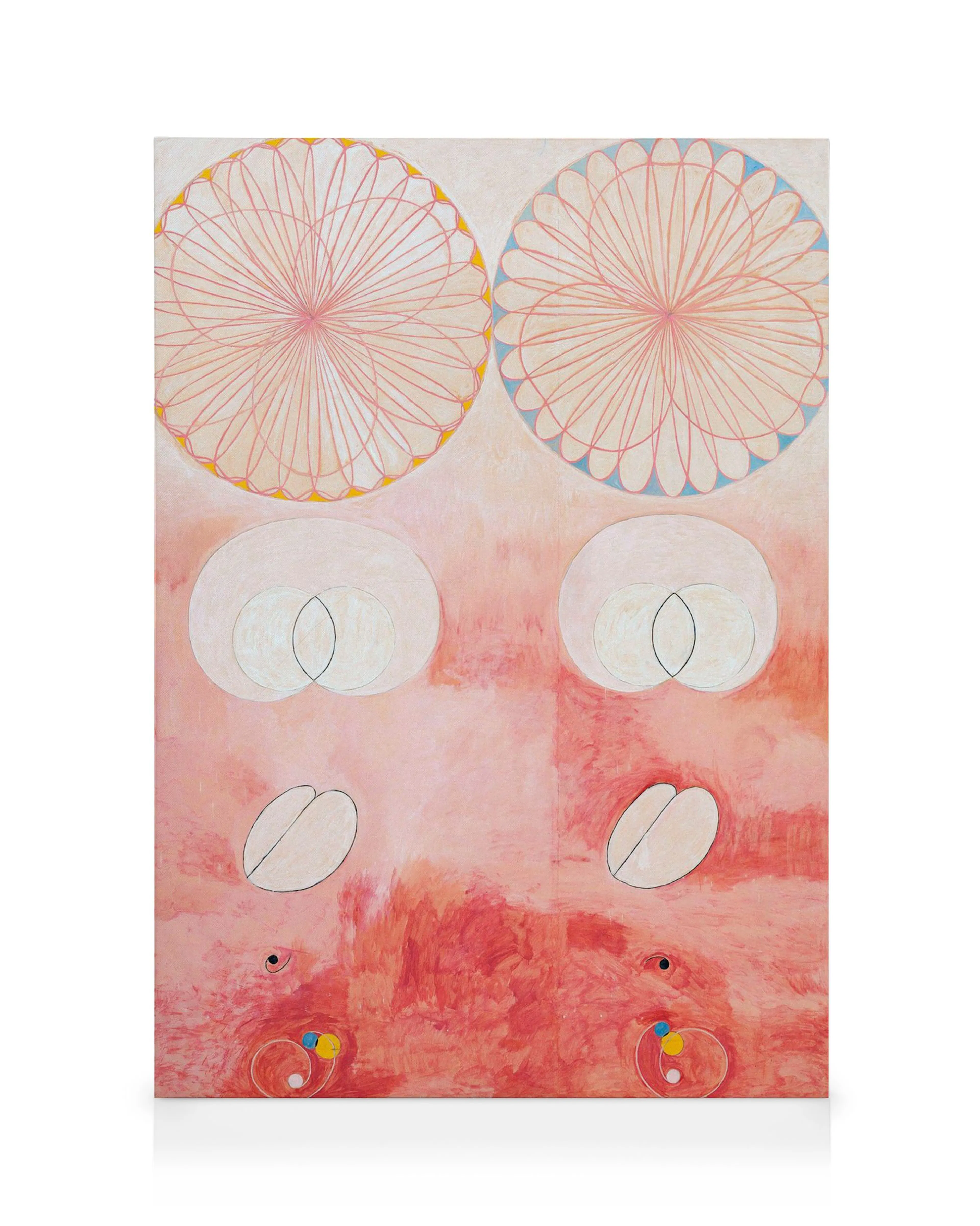 Leinwandbild Hilma af Klint, The Ten Largest No. 9 - Old Age. Abstrakte Kreise, Ovale und geometrische Formen auf rosa Hintergru