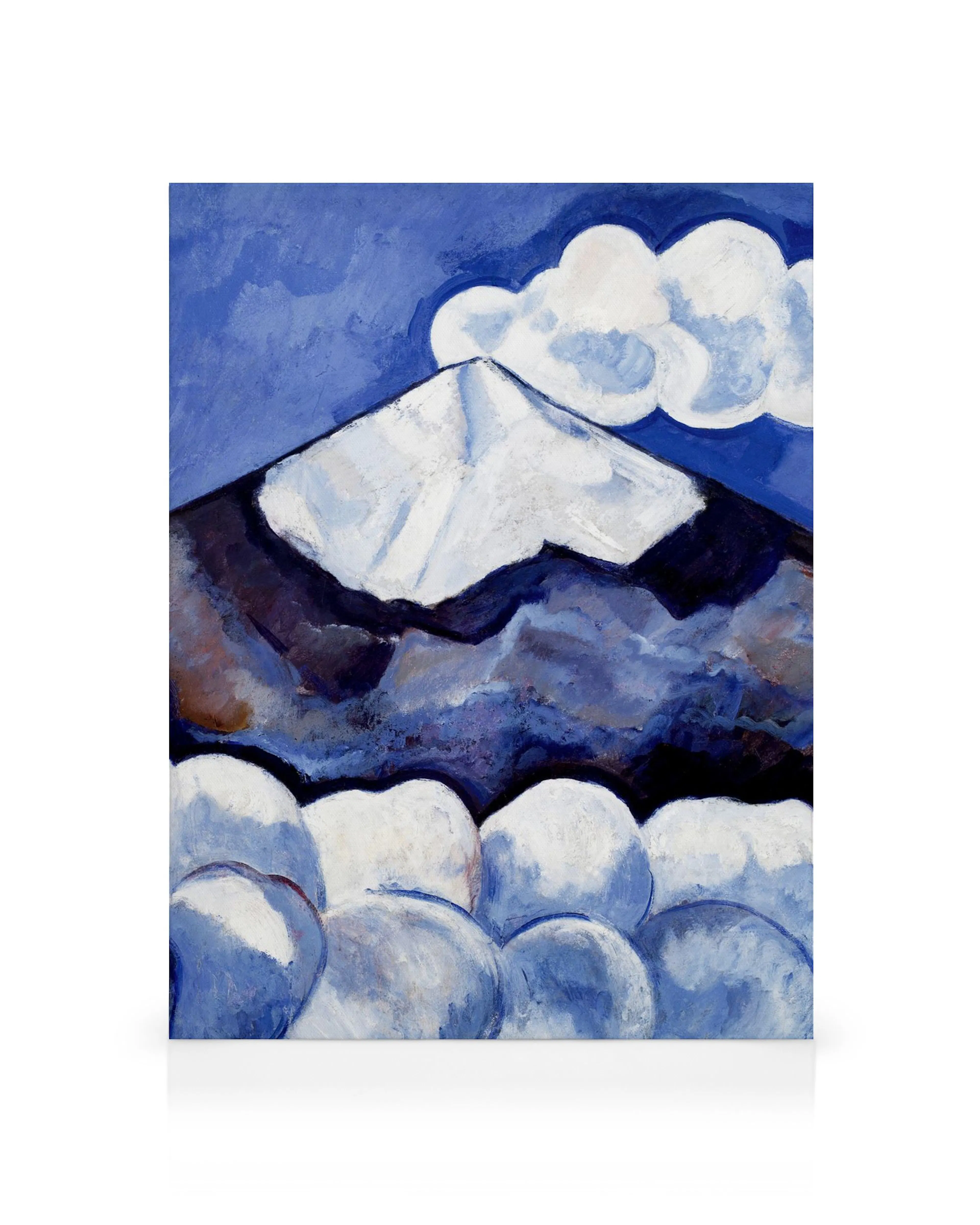 Leinwandbild Spirited Morning von Marsden Hartley: Ein expressionistisches Bergmotiv in Blautönen mit schneebedecktem Gipfel und