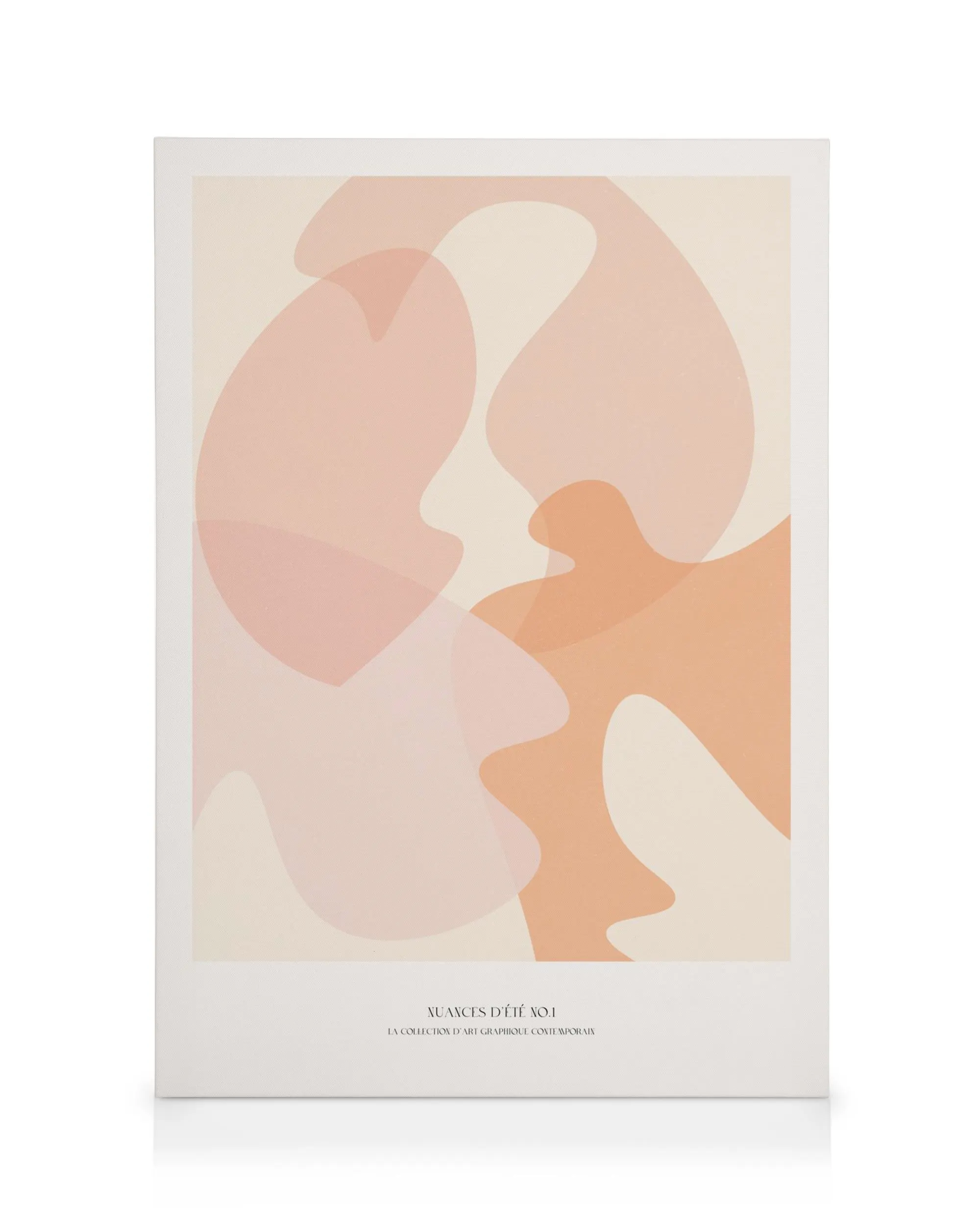 Toile Nuances dété No.1 avec formes abstraites roses et oranges sur fond clair.