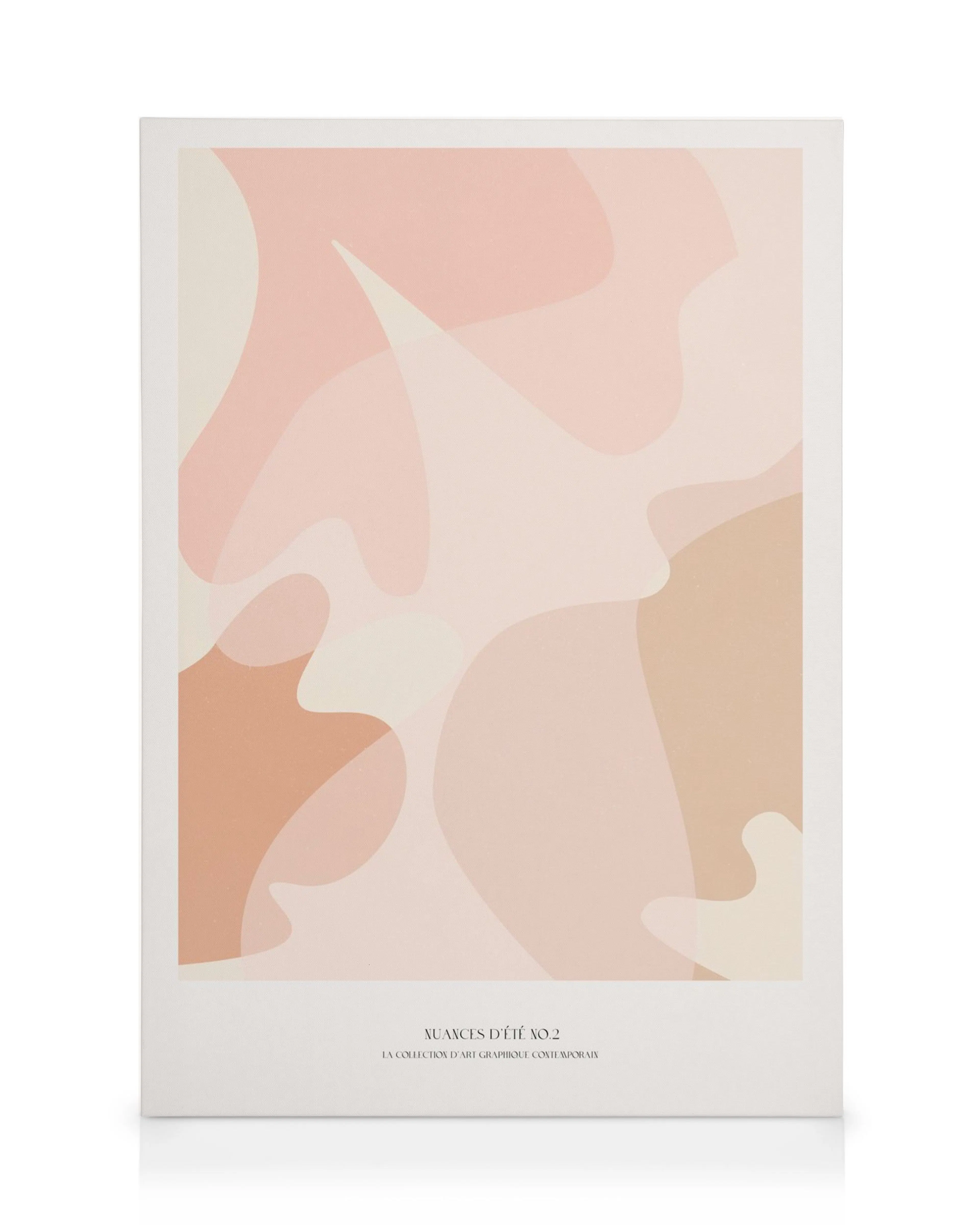 Leinwandbild mit organischen Formen in Pastelltönen wie Hellrosa, Beige und Braun, die ineinanderfließen.