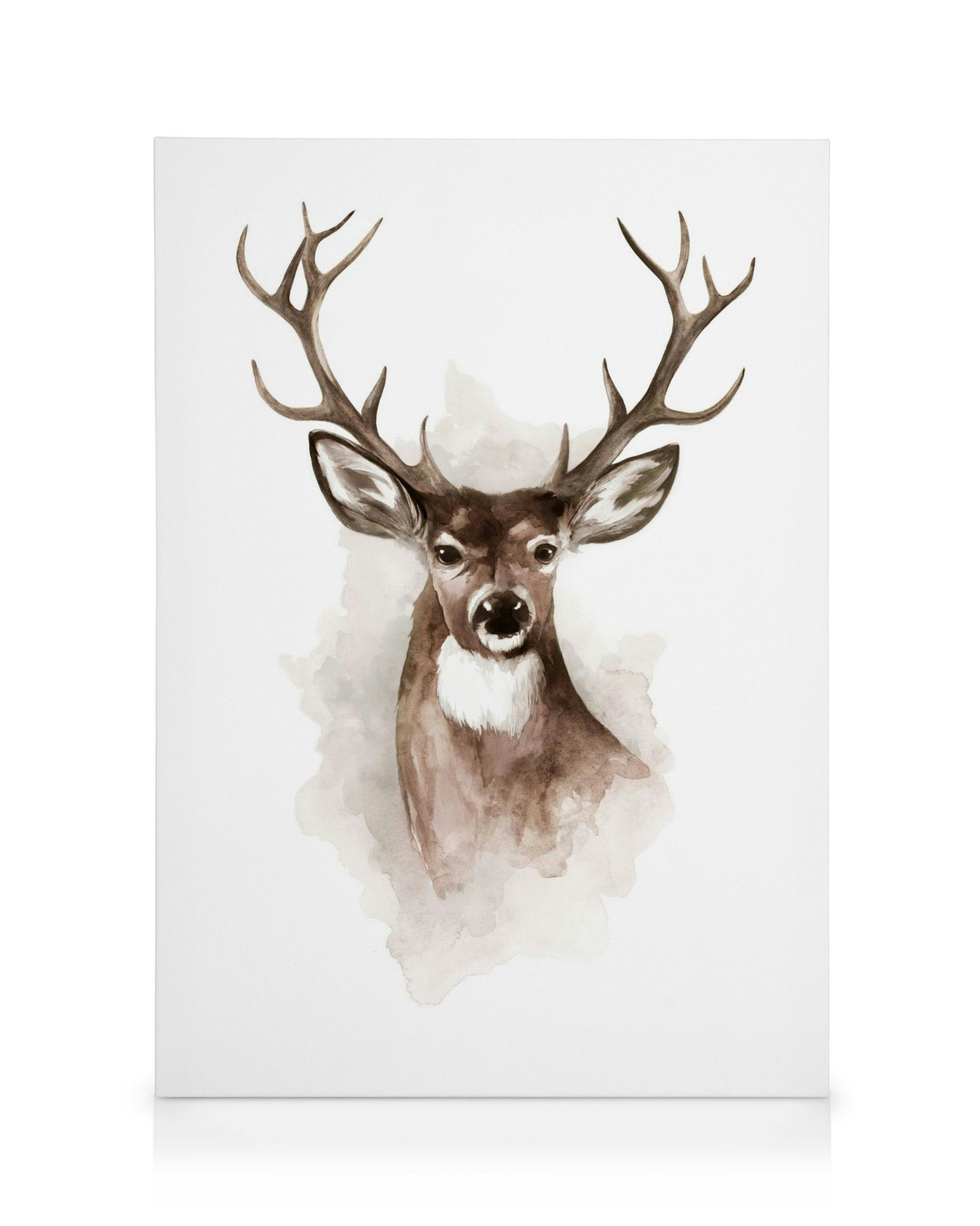 Canvas Prints Watercolor Deer Canvas print (30x40 cm - Oak Frame)