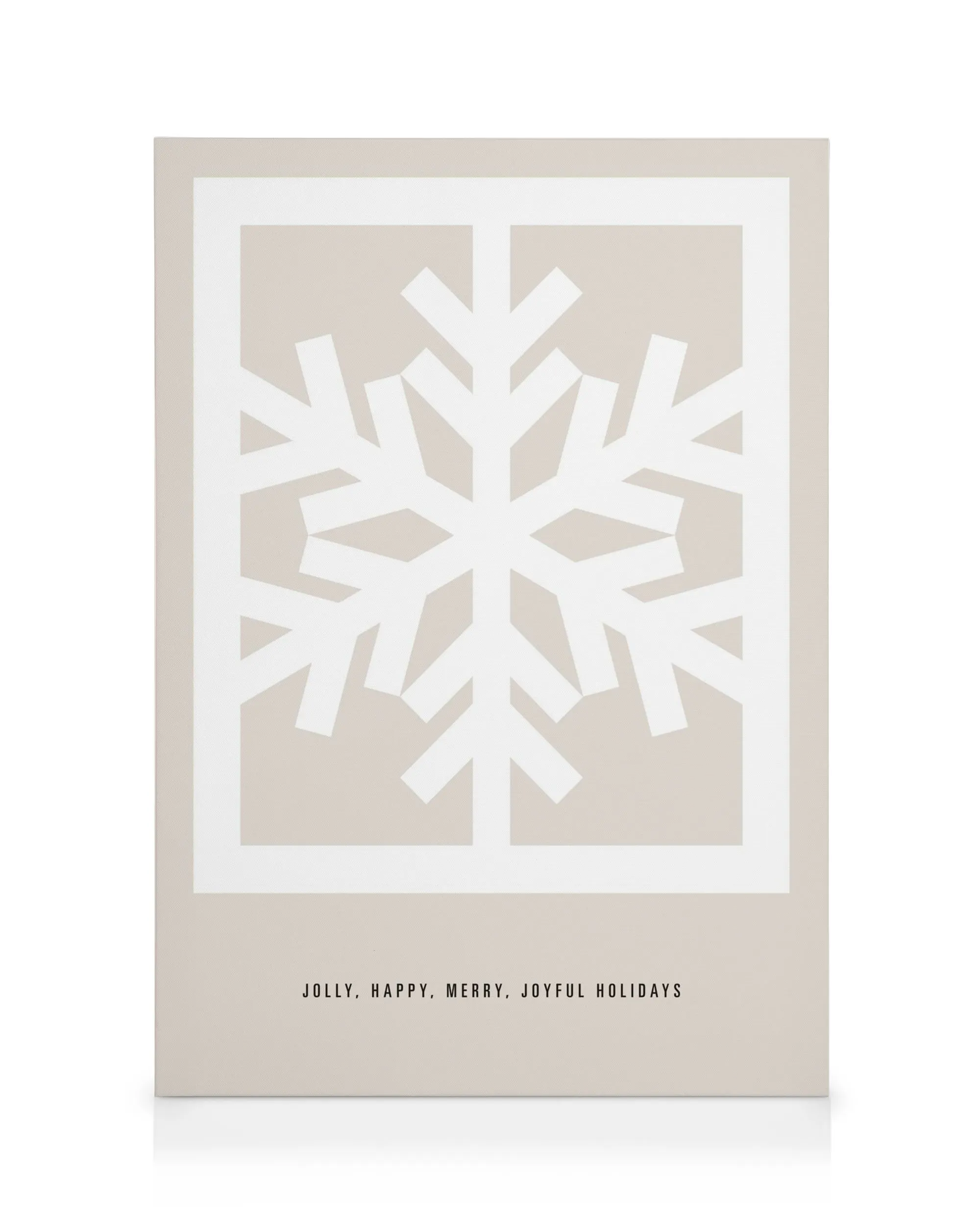Graphic snowflake design on a neutral canvas print, perfect for holiday decor.