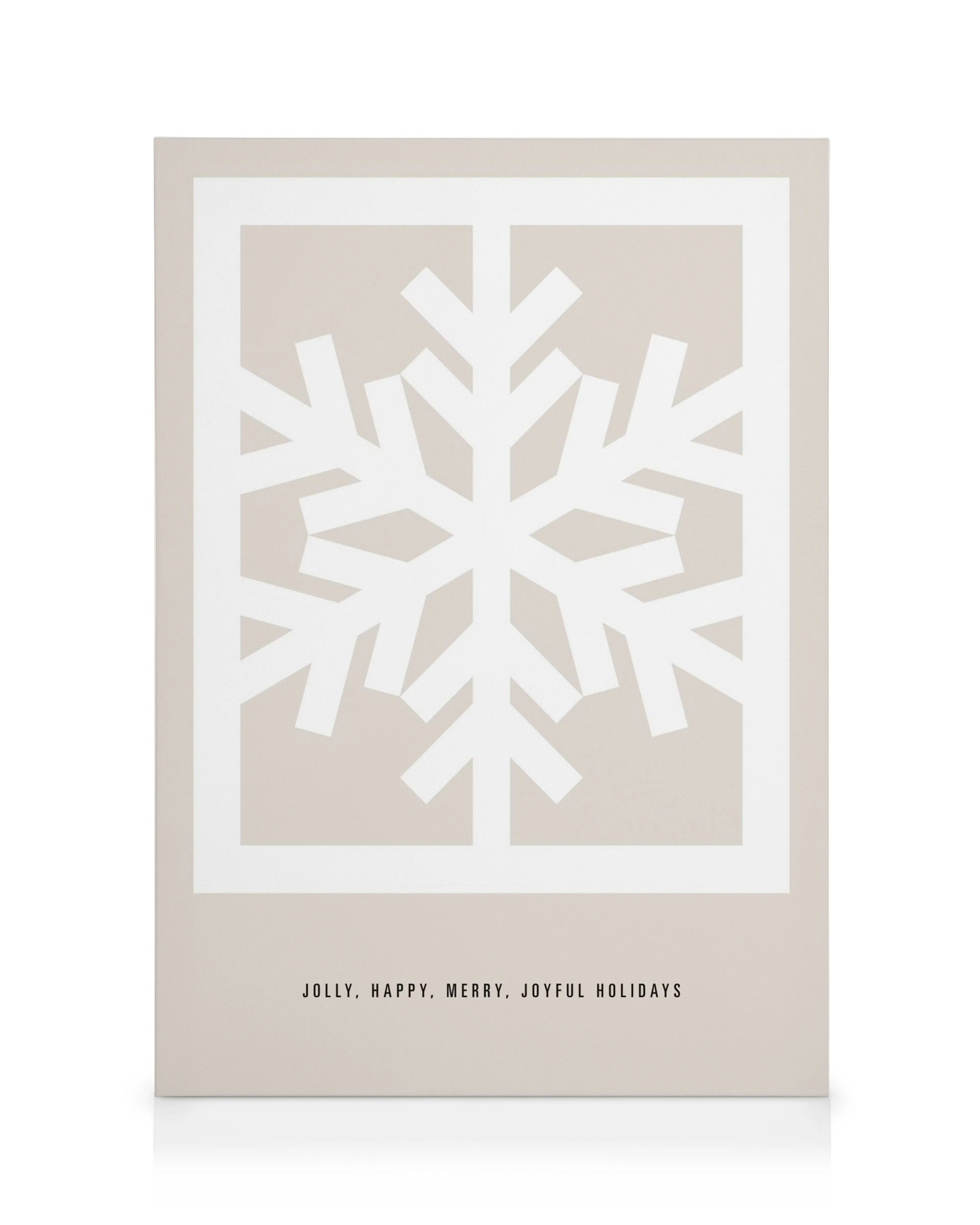 Graphic snowflake design on a neutral canvas print, perfect for holiday decor.