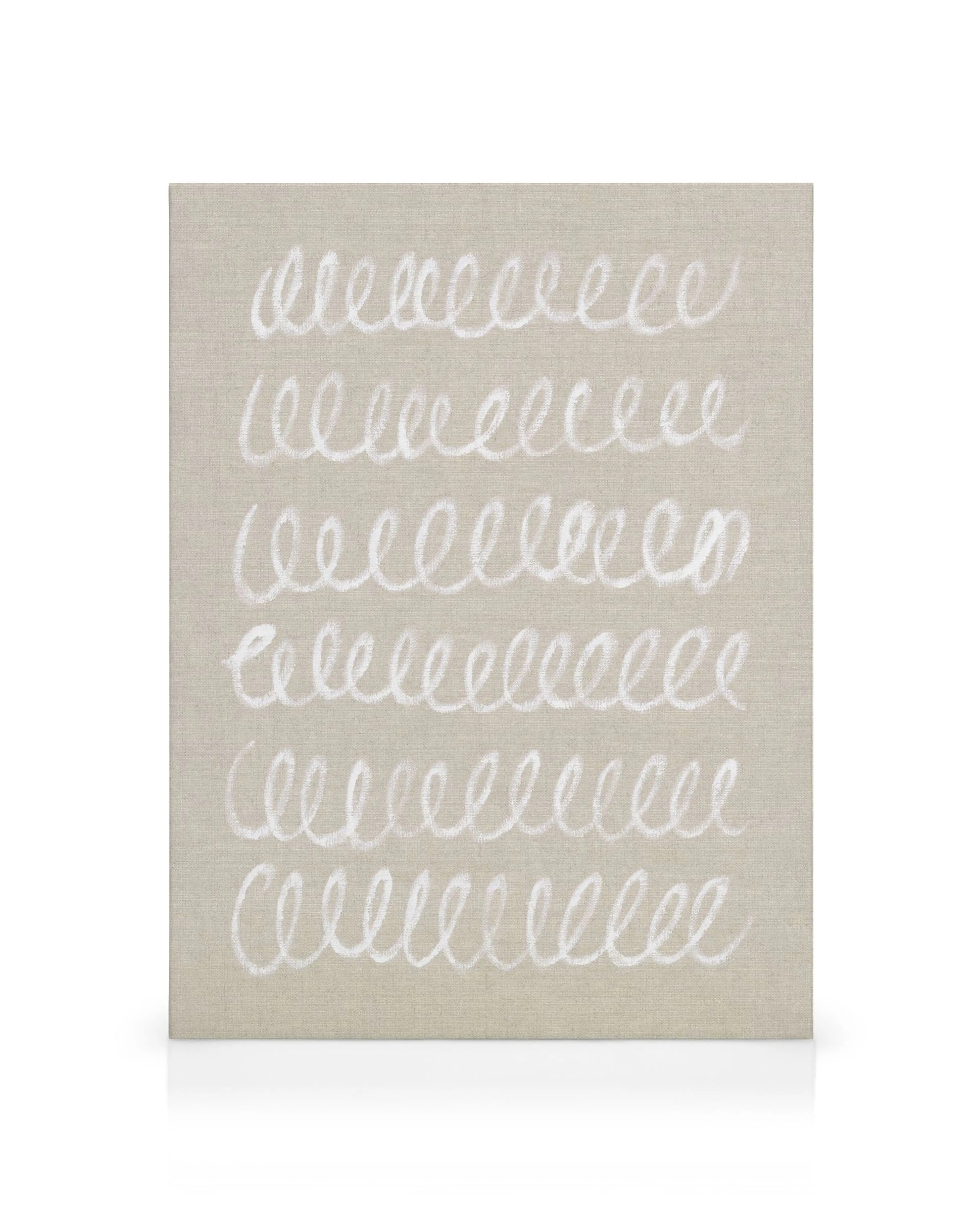 Toile à motif lignes courbes blanches sur fond beige, texture textile