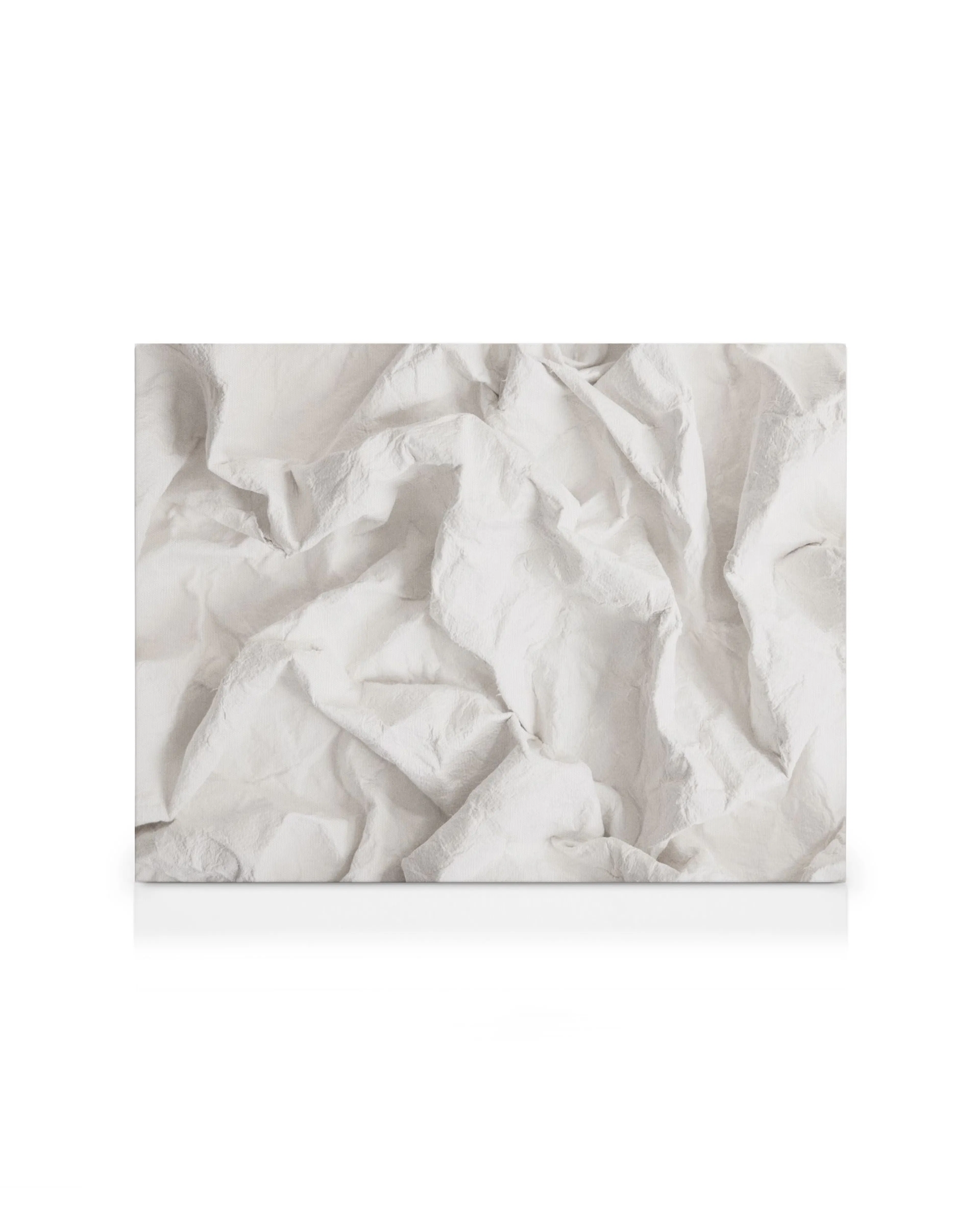 White crumpled paper texture canvas print with deep shadows and highlights creating a realistic 3D effect.