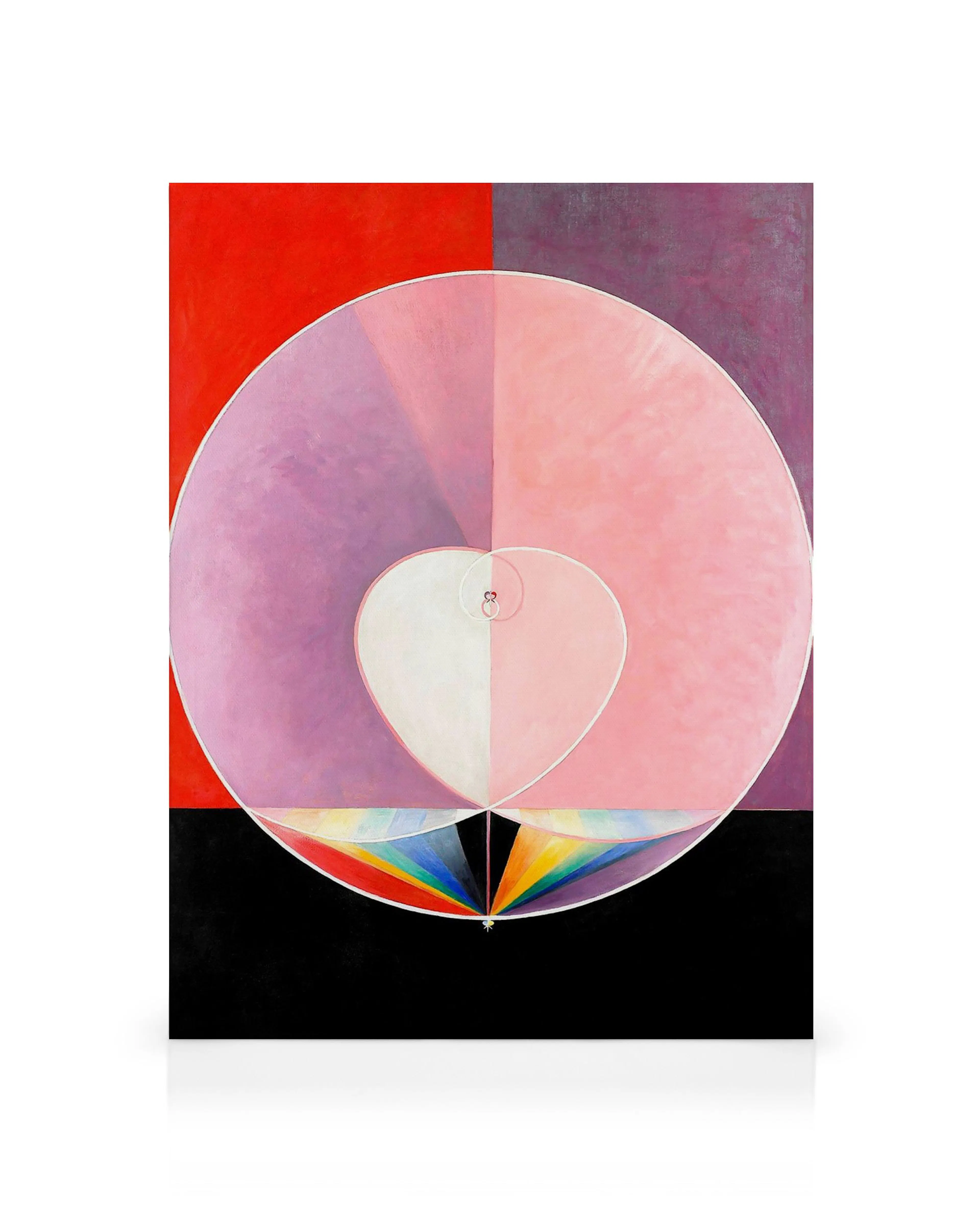 Leinwandbild The Dove, No. 2 von Hilma af Klint. Abstraktes Gemälde mit Herz, Regenbogen und geometrischen Formen in Rot, Violet