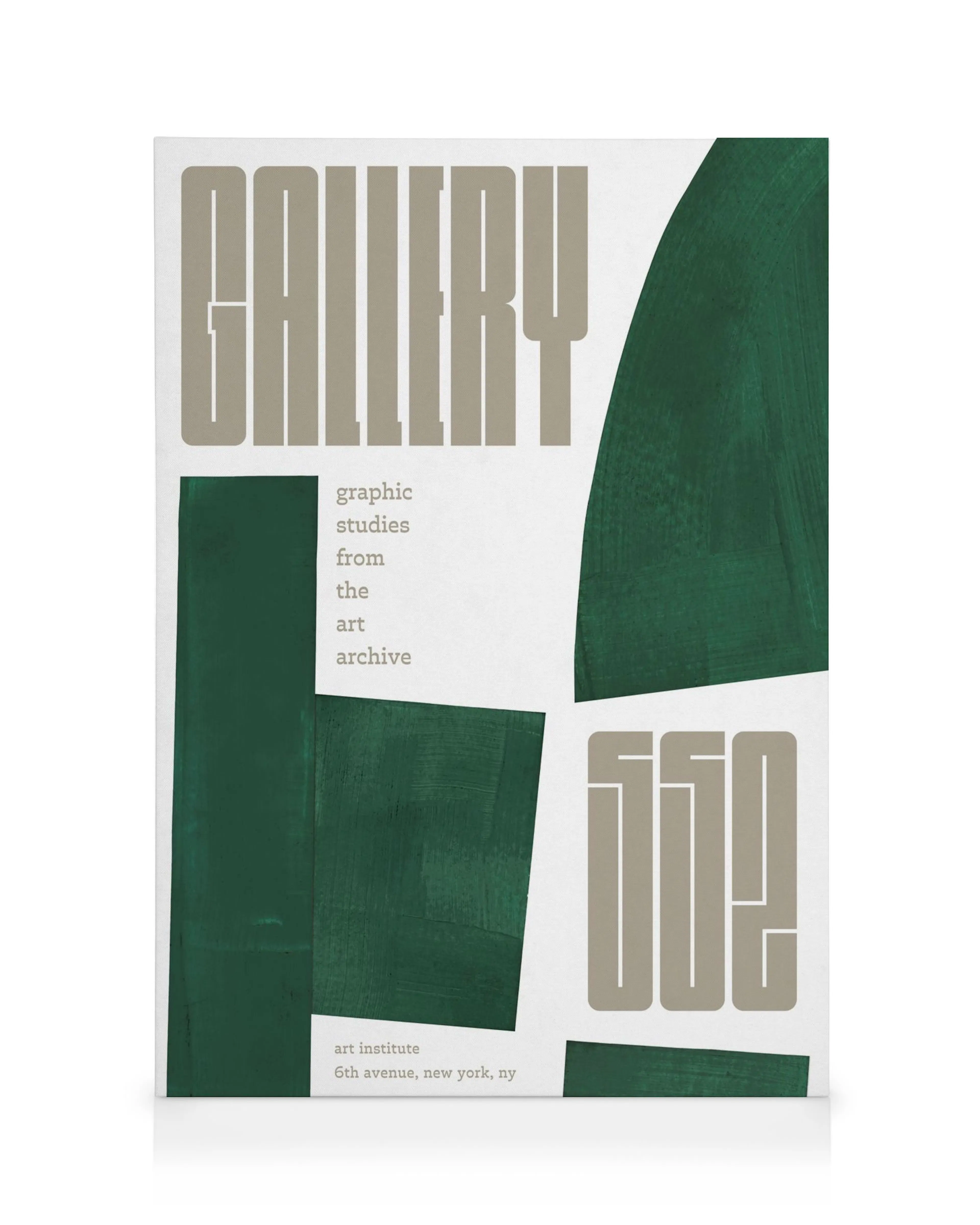 Plátno Gallery 552 Exhibition s abstraktnými zelenými tvarmi a typografiou Gallery a 552.