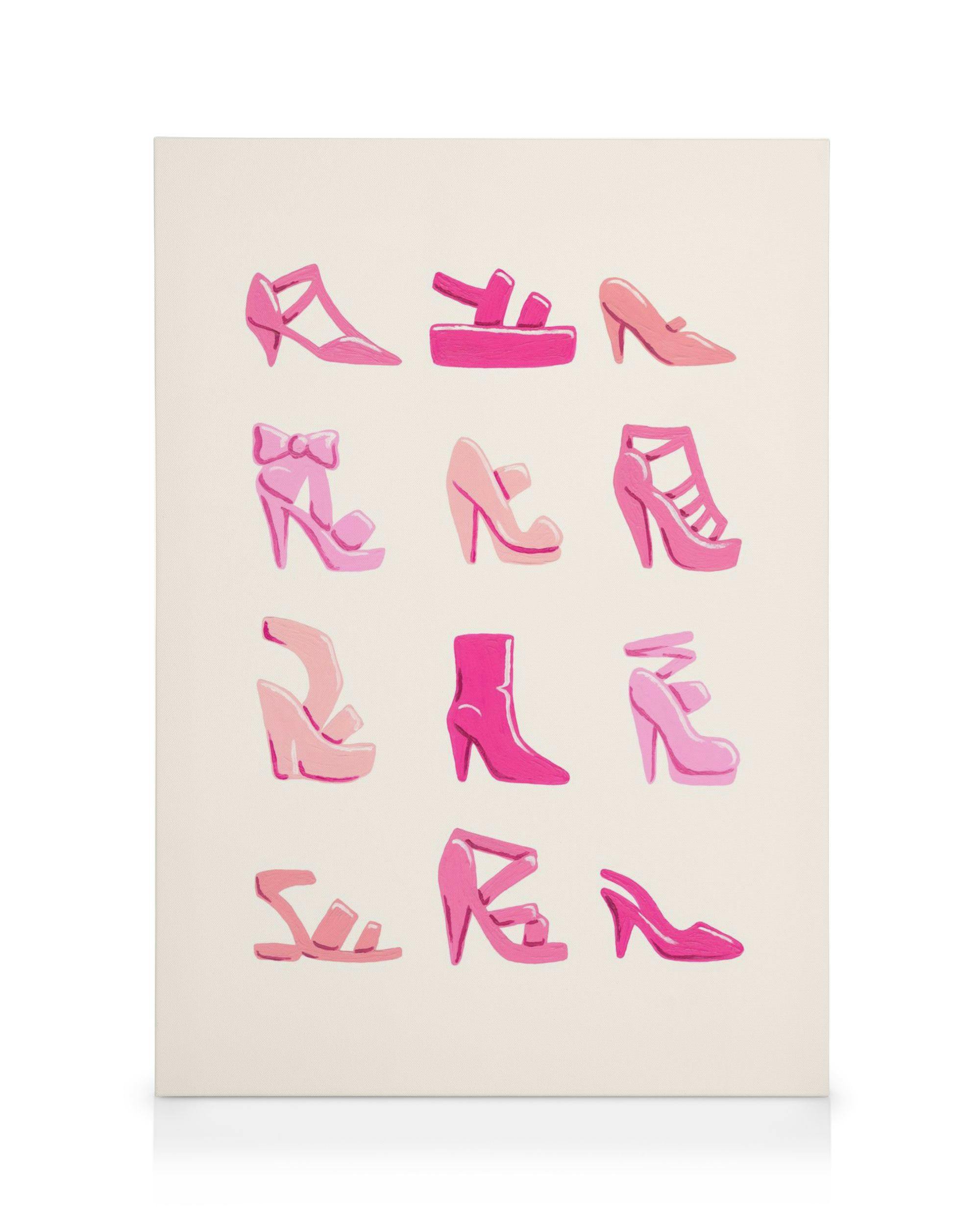 Canvas Prints Pink Shoe Collection Canvas print (50x70 cm - Oak Frame)