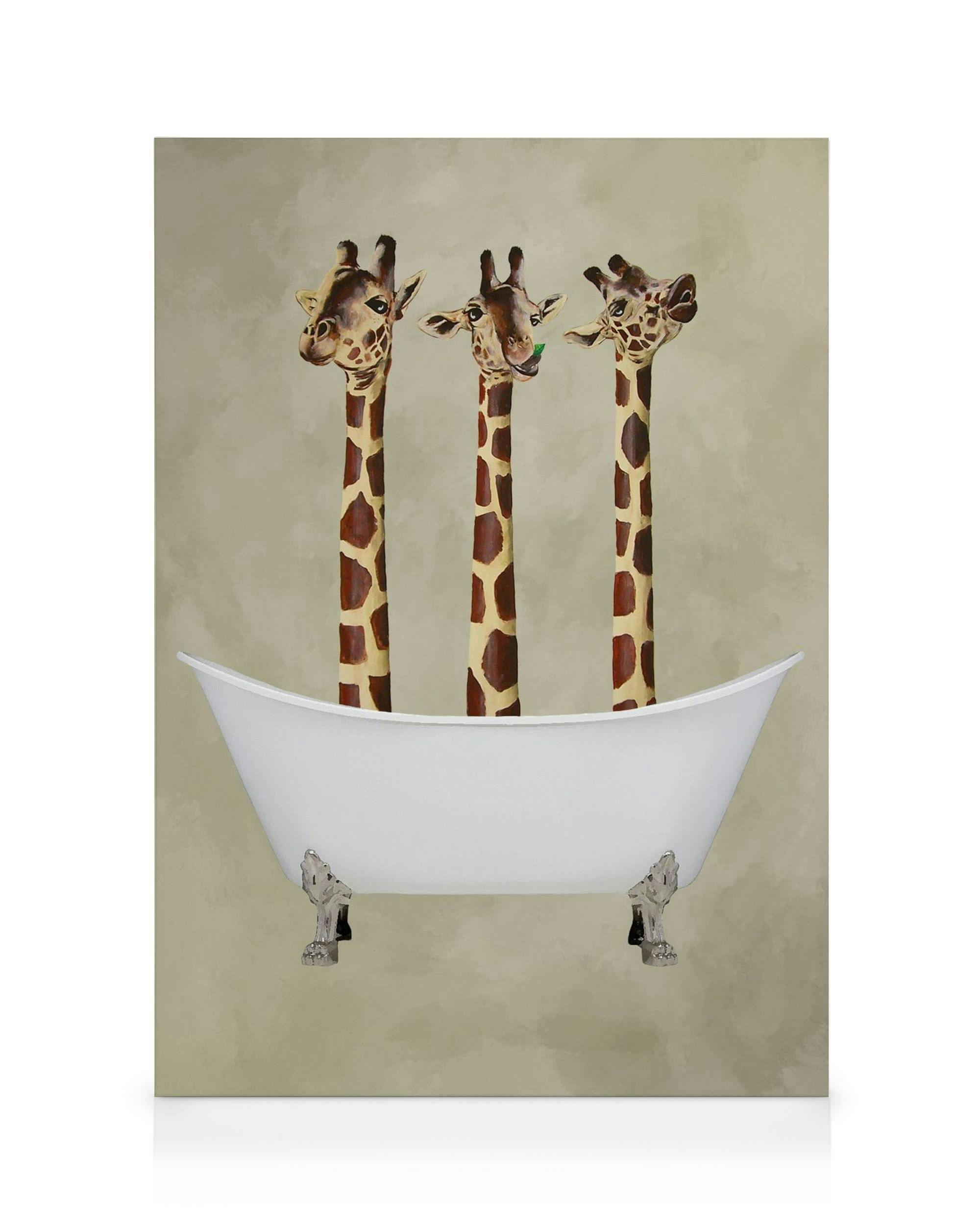 Coco De Paris - Giraffes in Bathtub Toile (30x40 cm - Cadre noir) - Toiles par Desenio