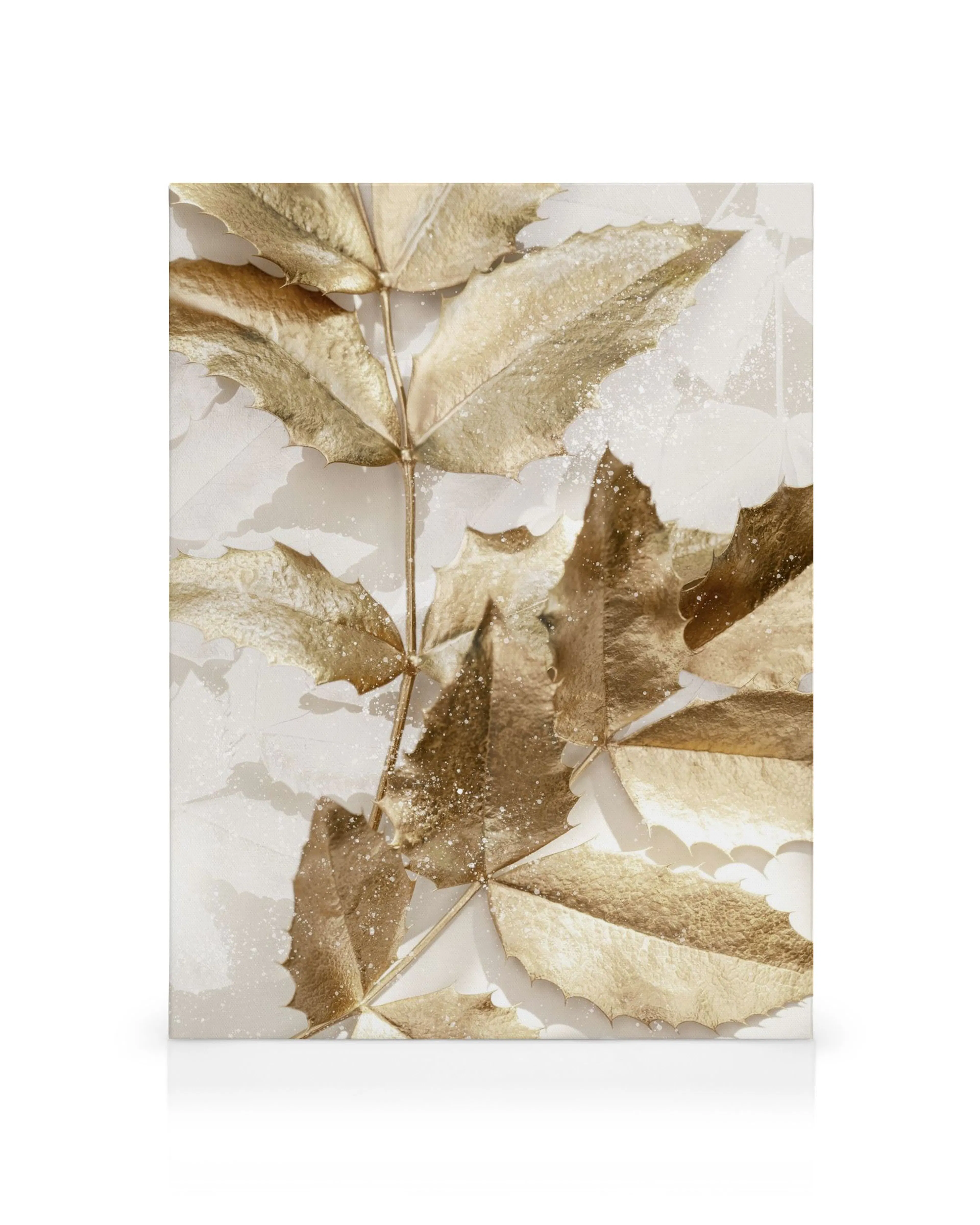 Toile de feuilles dorées avec des reflets et des paillettes scintillantes
