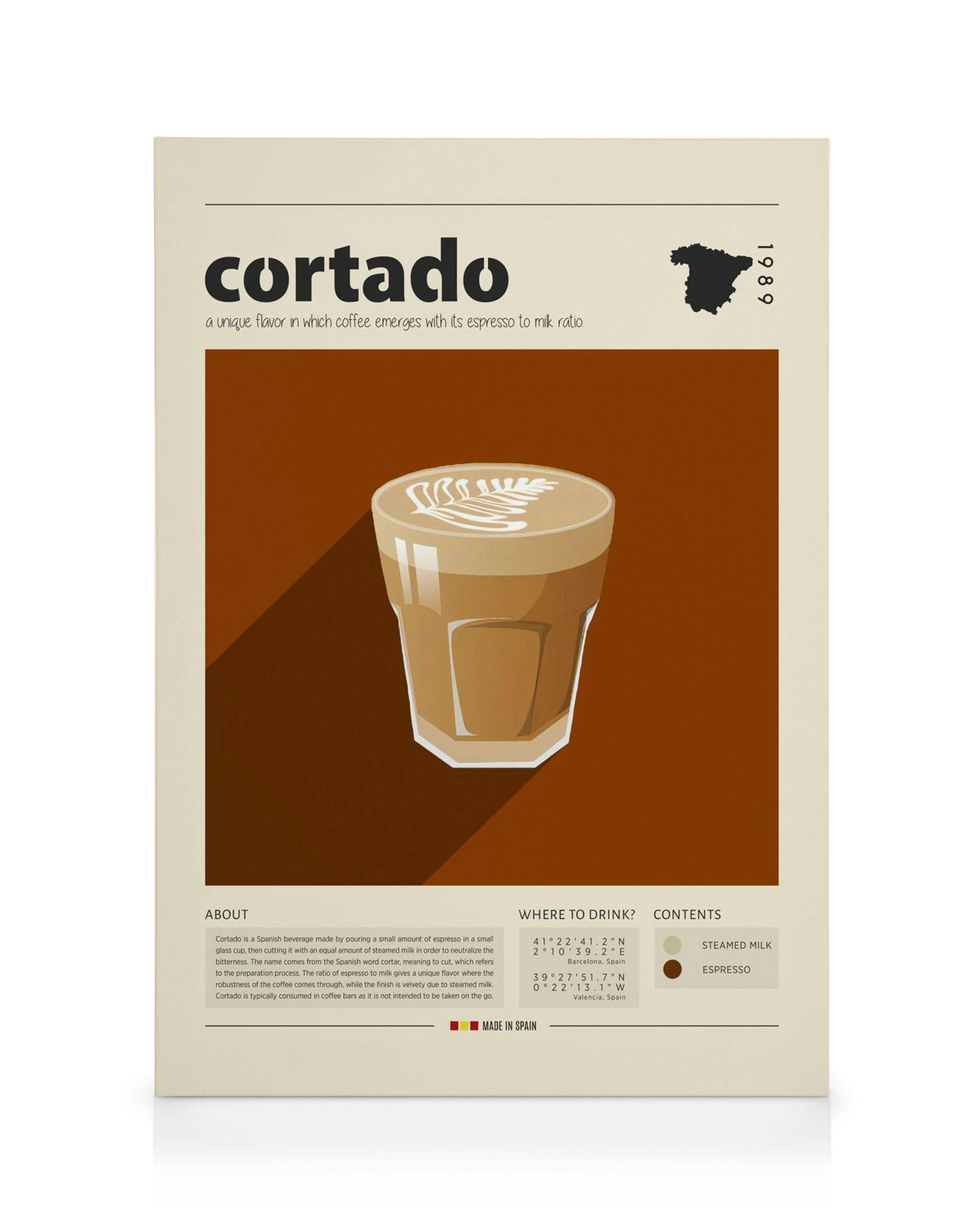 Canvas Prints Cup of Cortado Canvas print (70x100 cm - Oak Frame)