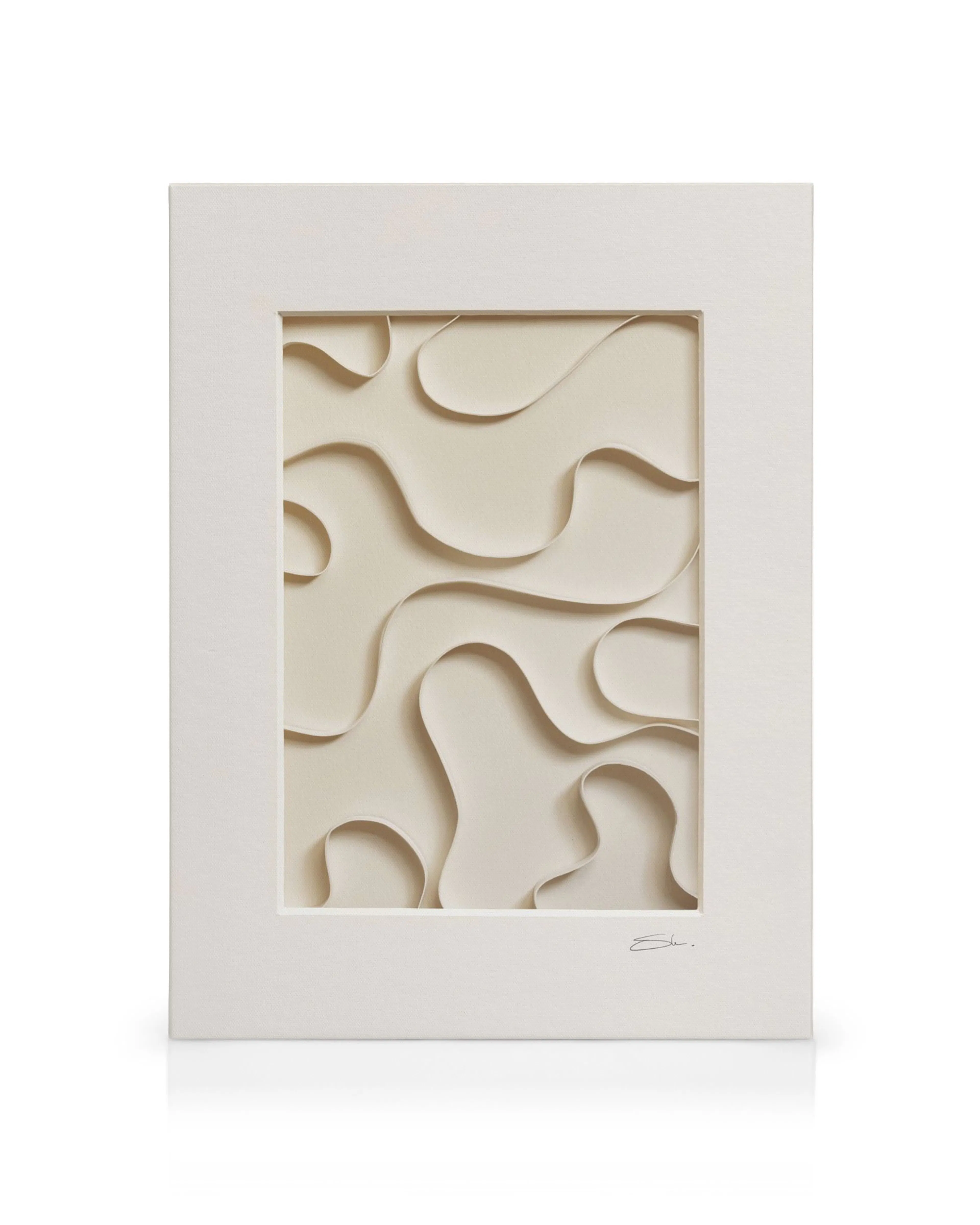 Tactile Shapes No2 canvas print, featuring wavy lines with a shadowed, 3D illusion effect in a minimalist style.
