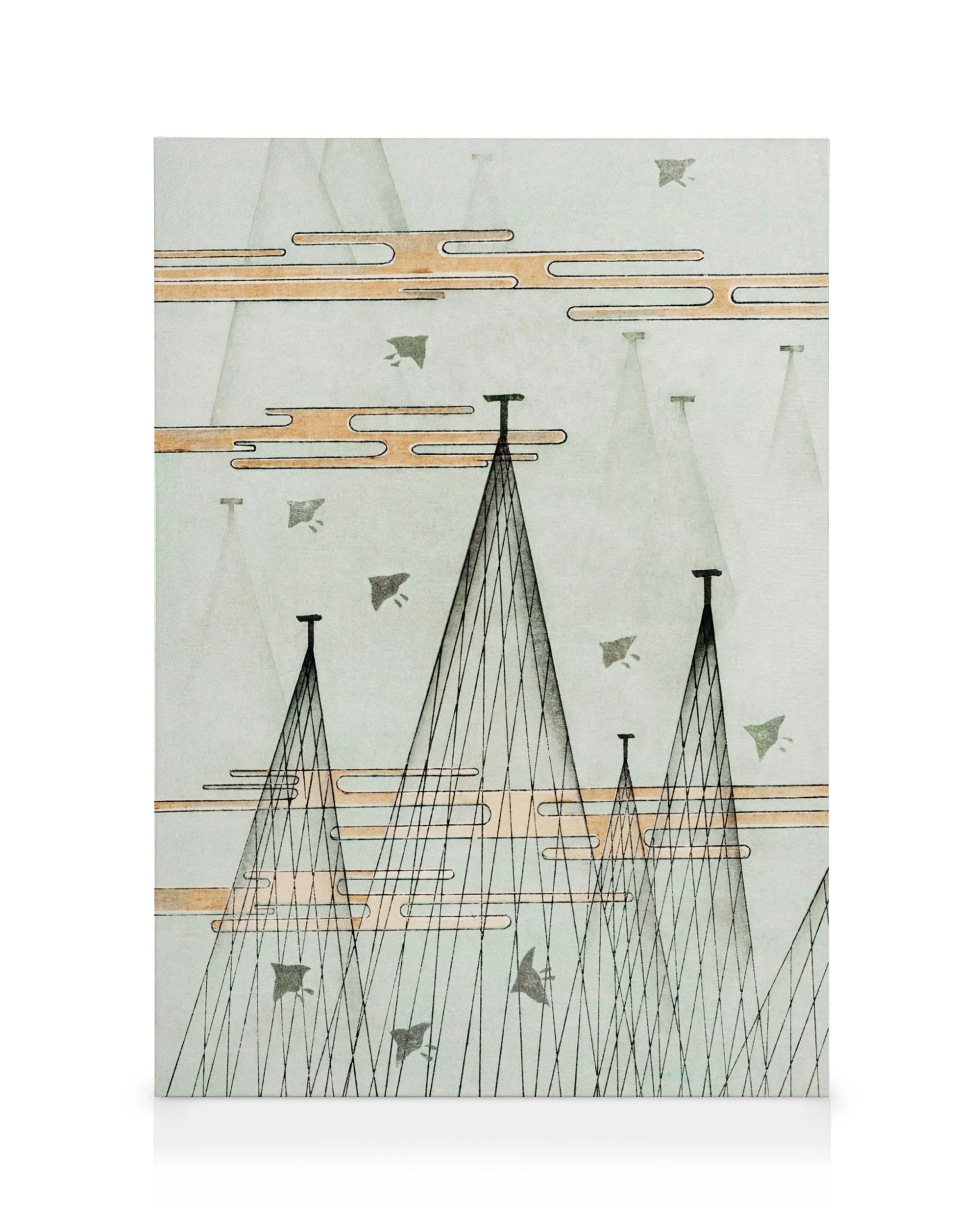 Serene skyscape canvas print with birds gracefully flying, evoking a sense of natural beauty and freedom, Watanabe Seitei art.