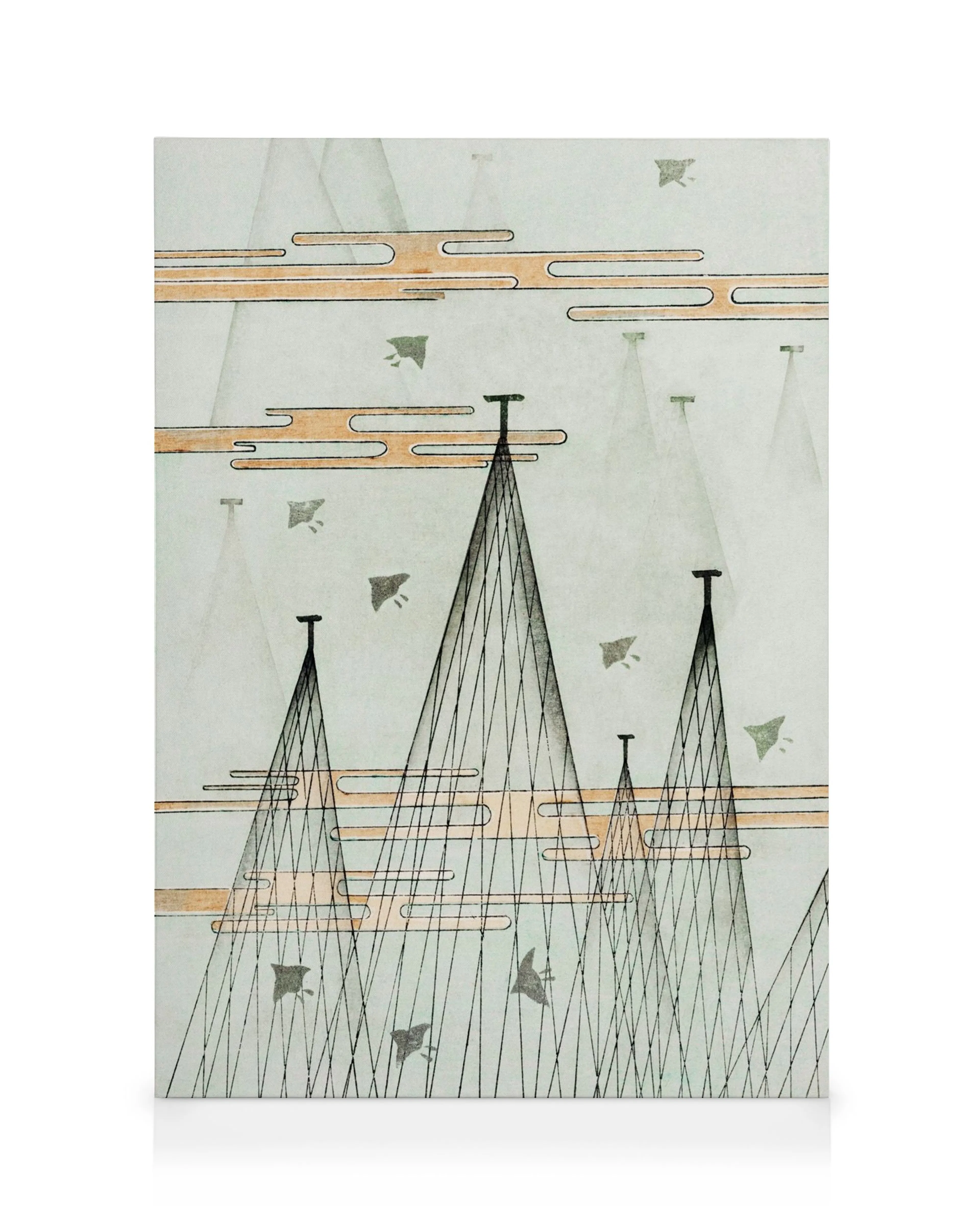 Serene skyscape canvas print with birds gracefully flying, evoking a sense of natural beauty and freedom, Watanabe Seitei art.