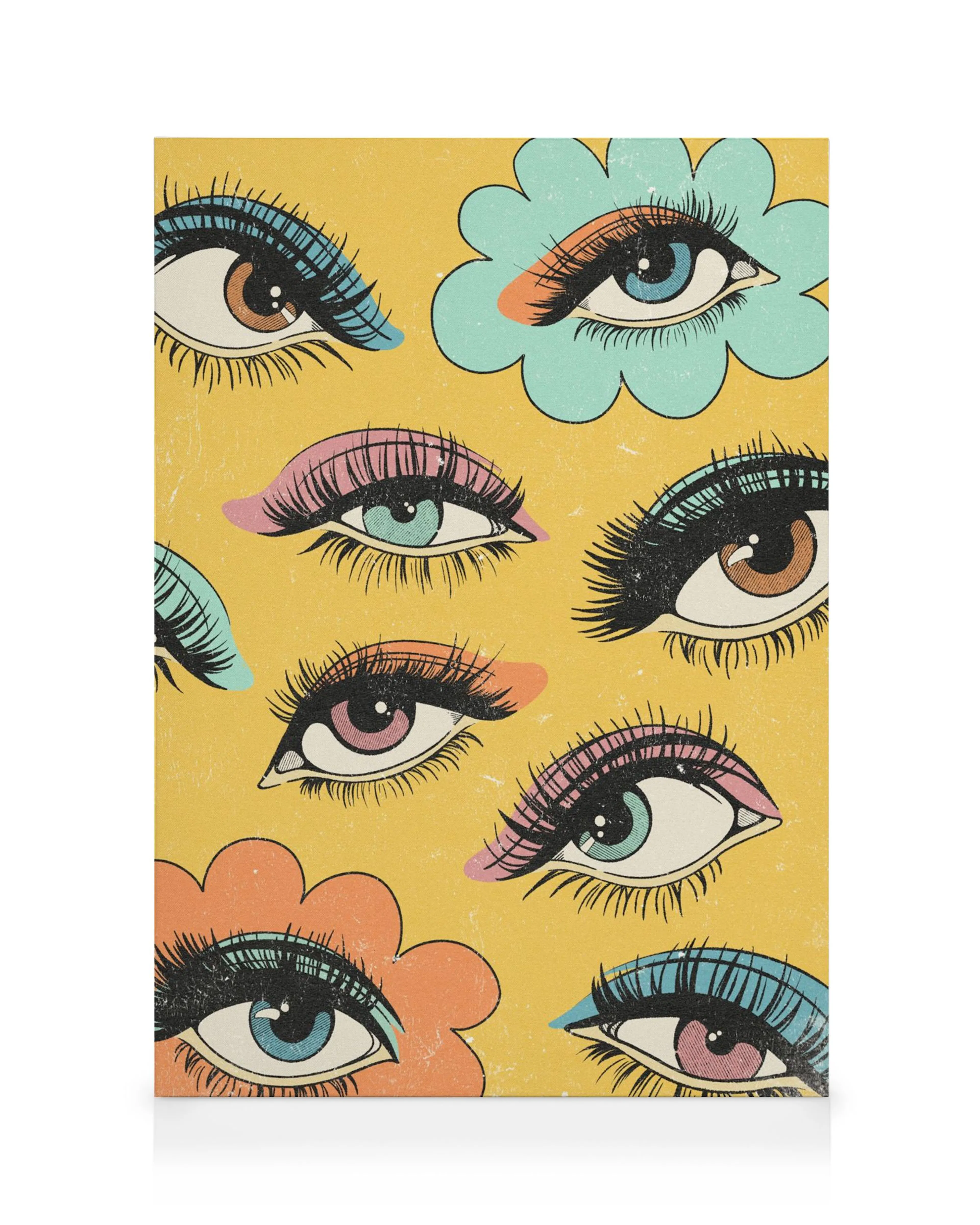 Καμβάς Eyes for You, αφηρημένο γυναικείο πρόσωπο με μπλε μάτια, κόκκινα χείλη.