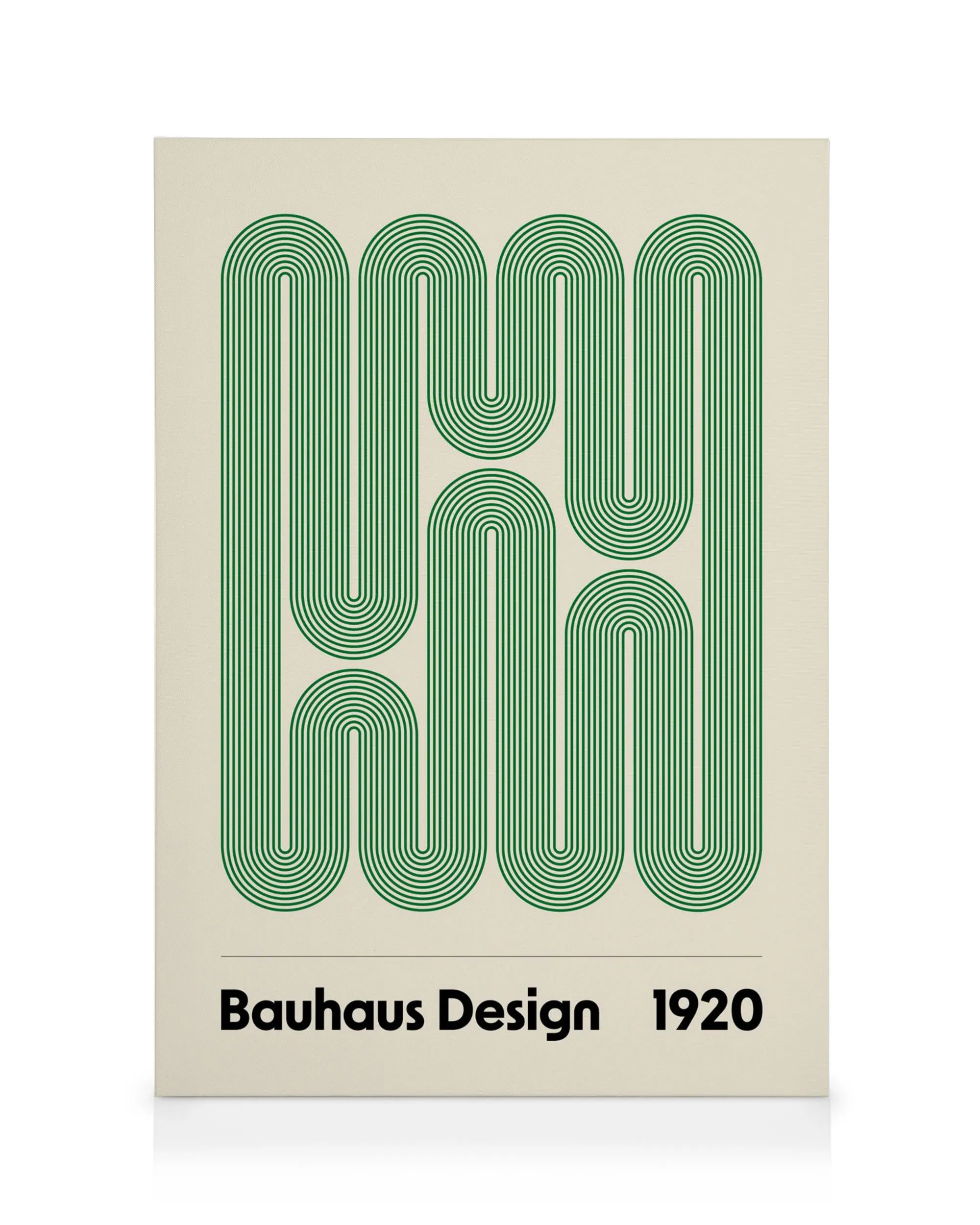 Stampa Bauhaus con spirali verdi e linee geometriche, design modernista del 1920 su tela.