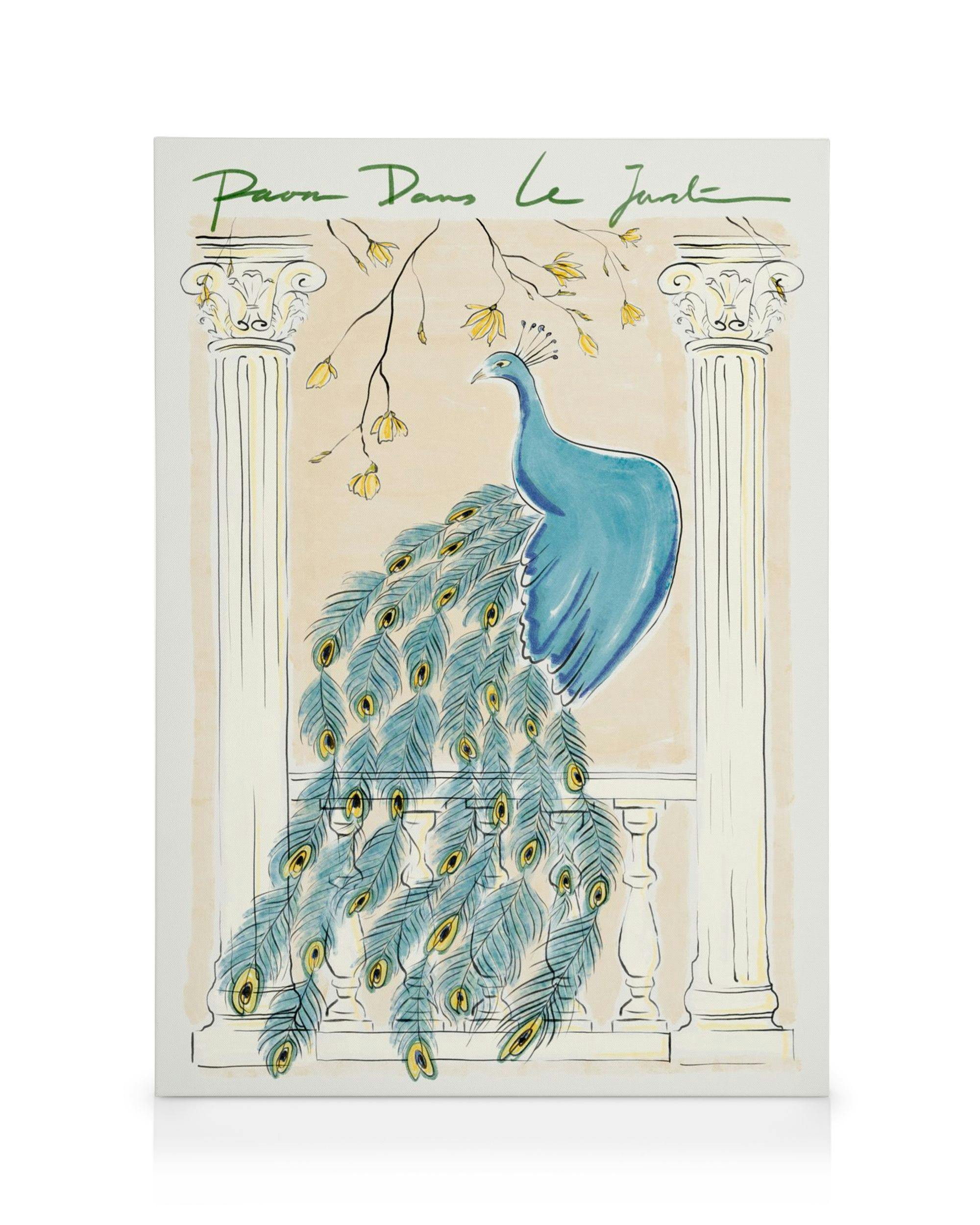 Canvas Prints Peacock in the Garden Canvas print (50x70 cm - Black Frame)