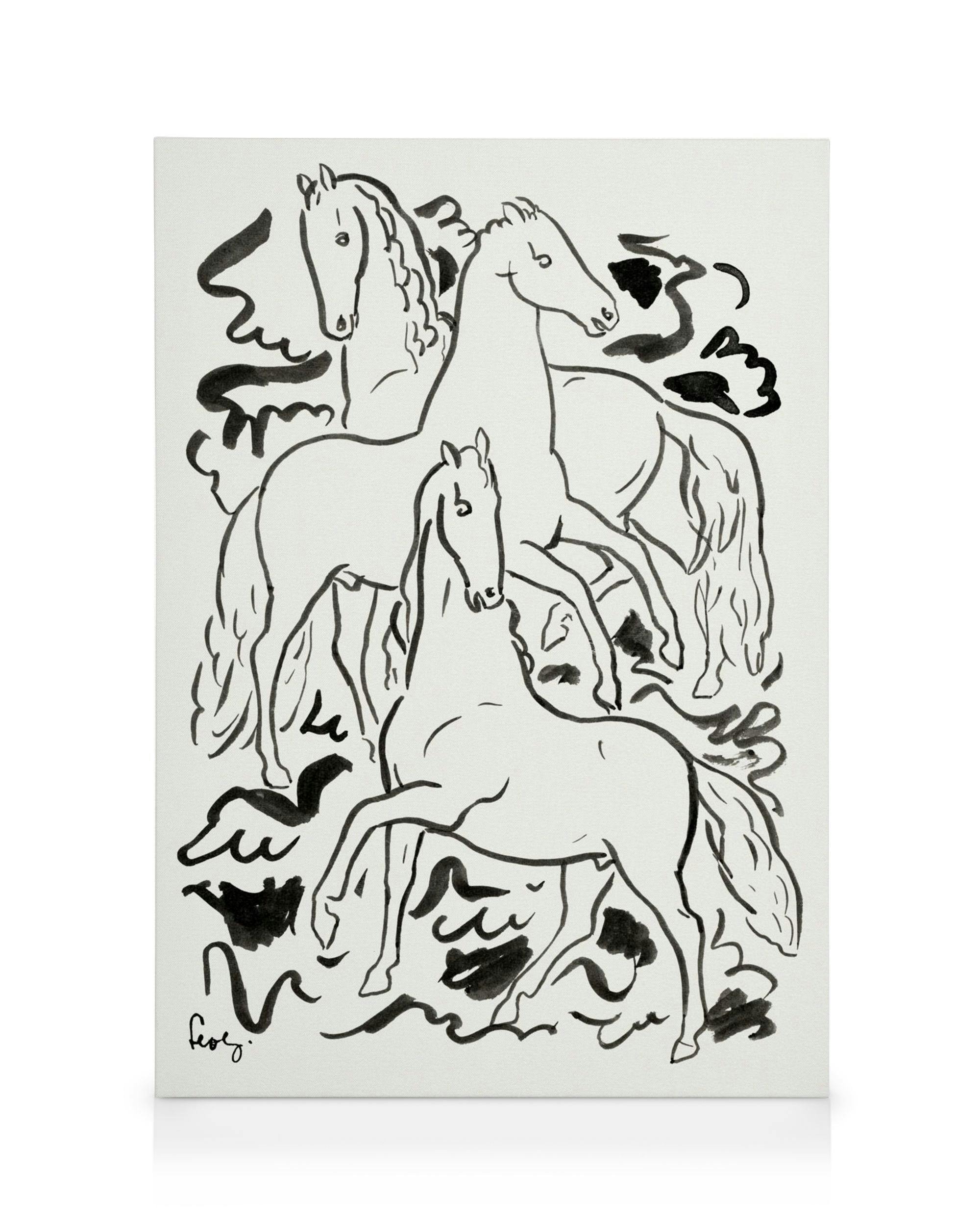 Obrazy na płótnie Leo Gestel - Three Horses Obraz na płótnie (30x40 cm - Czarna ramka)