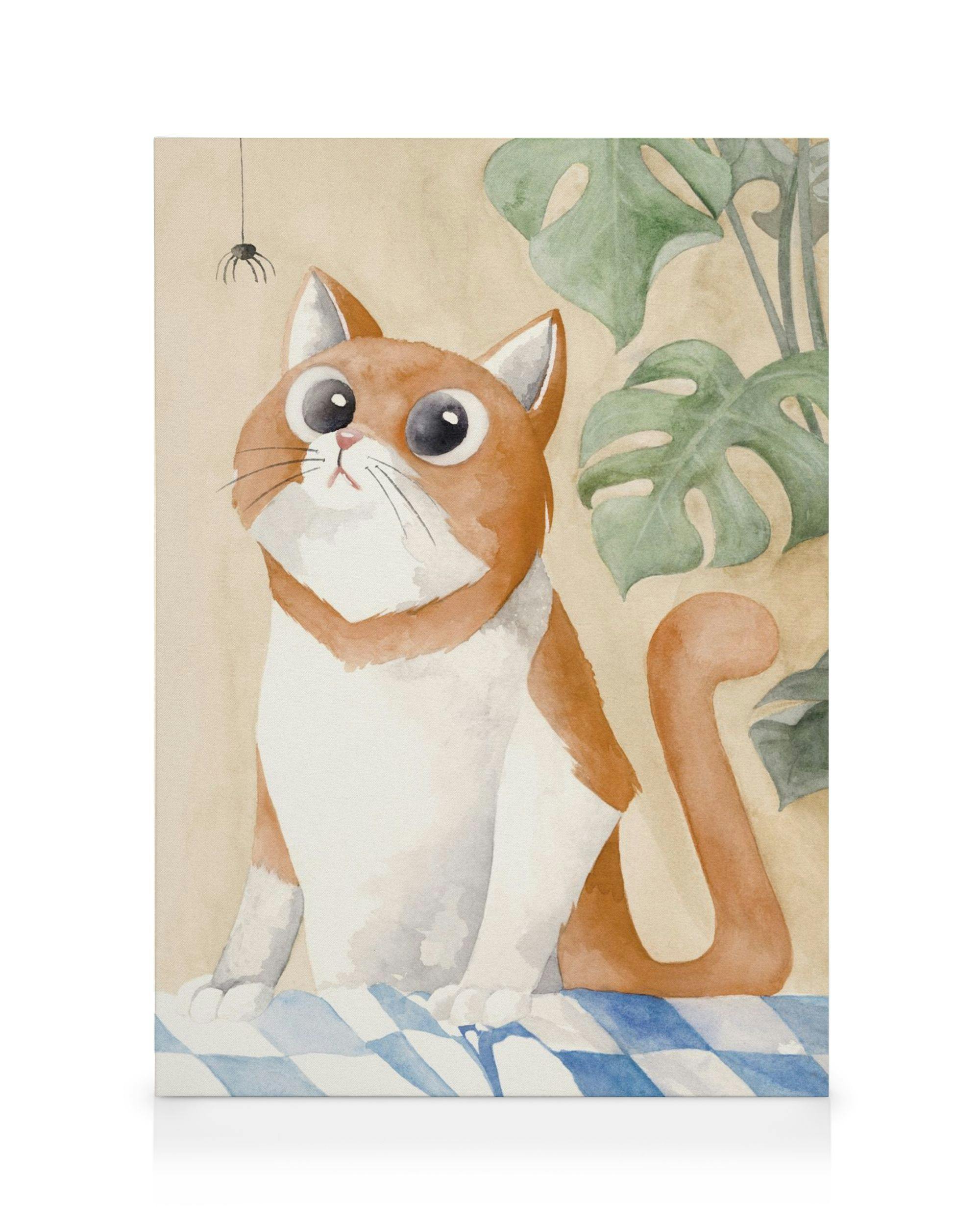 Canvas Prints Curious Cat Canvas print (30x40 cm - Oak Frame)