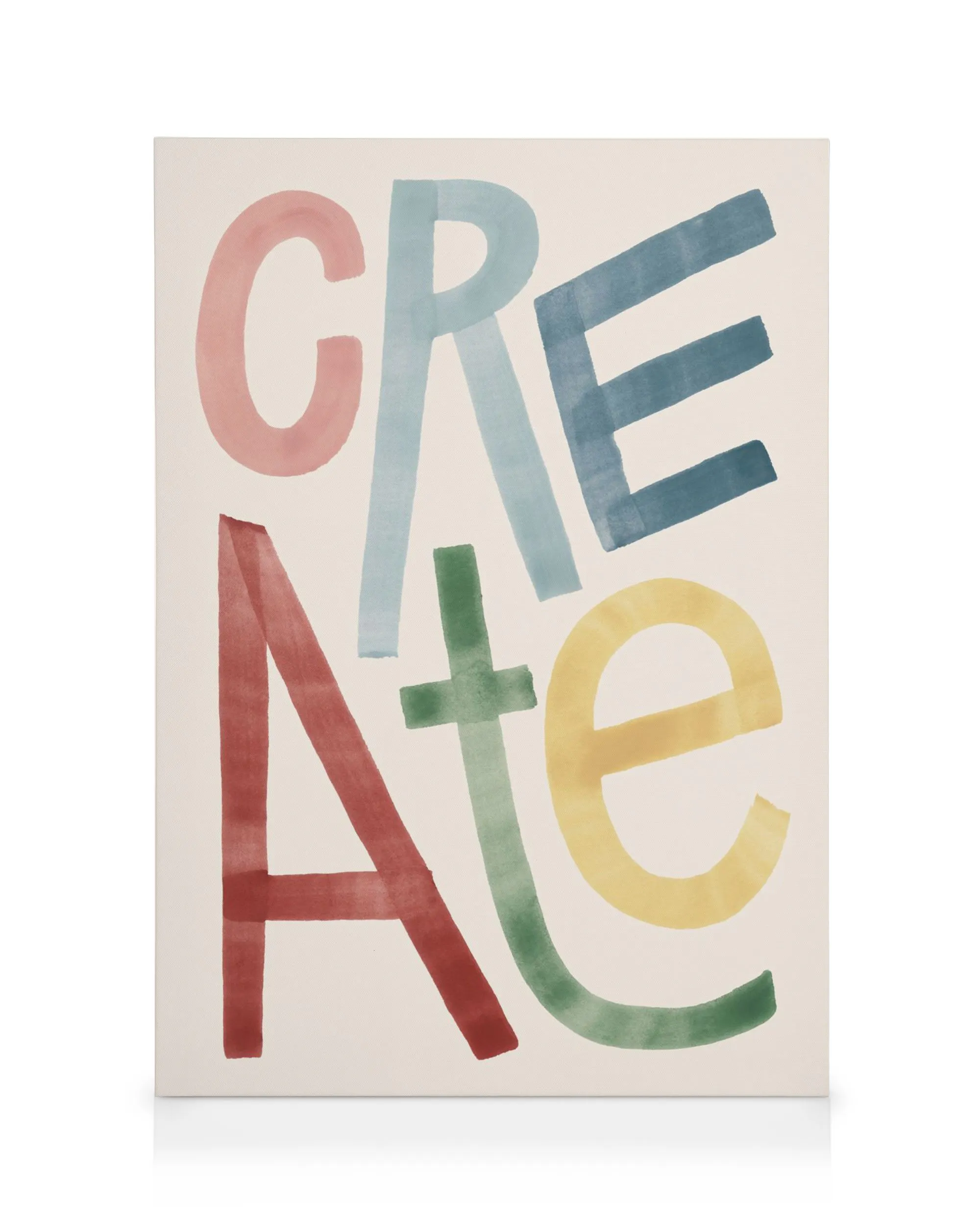 Toile moderne colorée avec le mot Create en typographie aquarelle