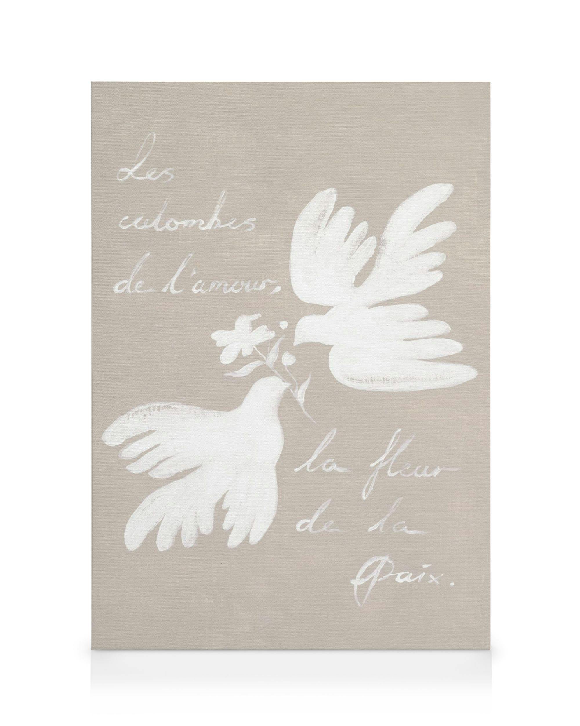 Canvas Prints Doves of Love, Flower of Peace Canvas print (50x70 cm - Black Frame)