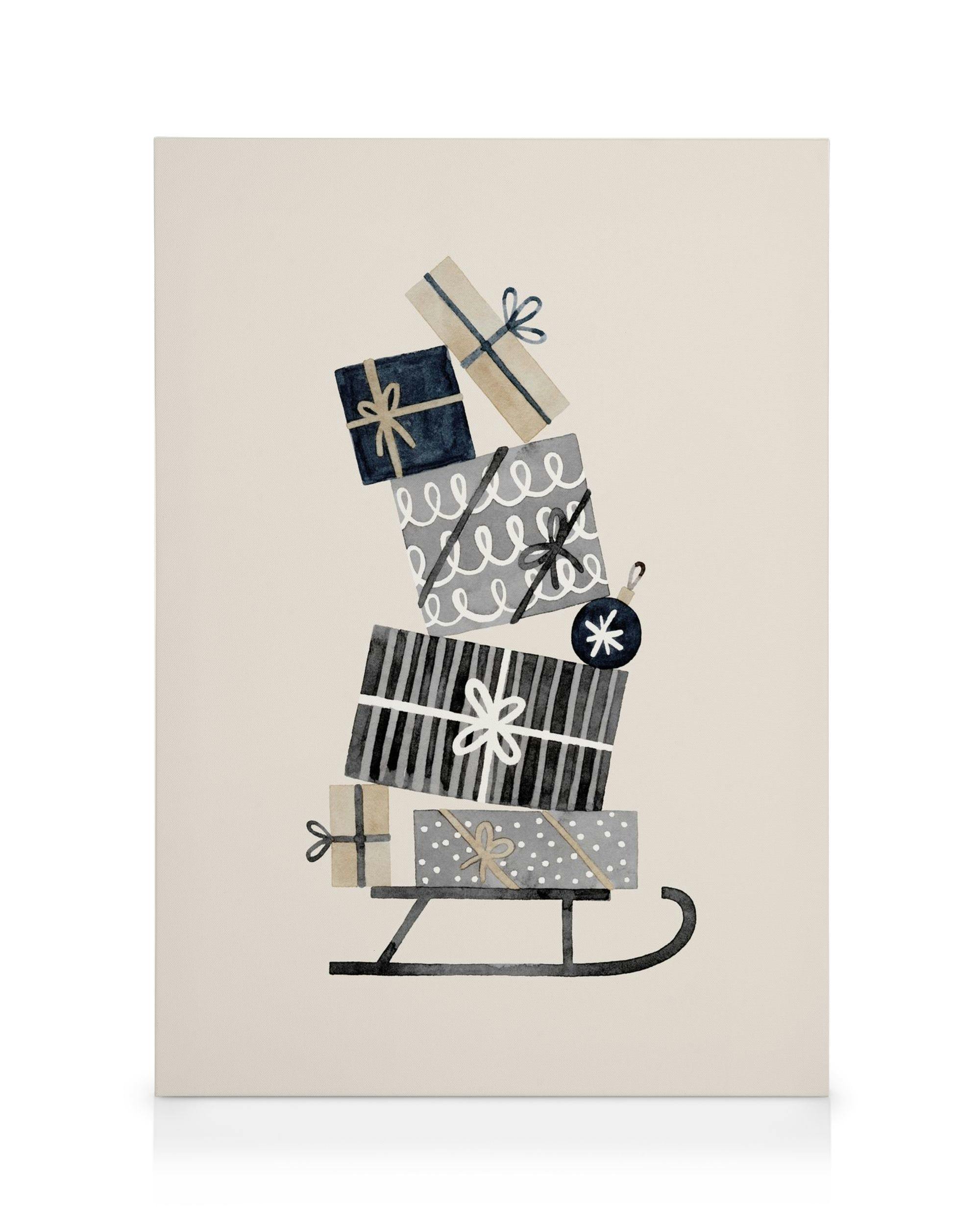 Canvas Prints Sleigh of Gifts Canvas print (30x40 cm - Black Frame)