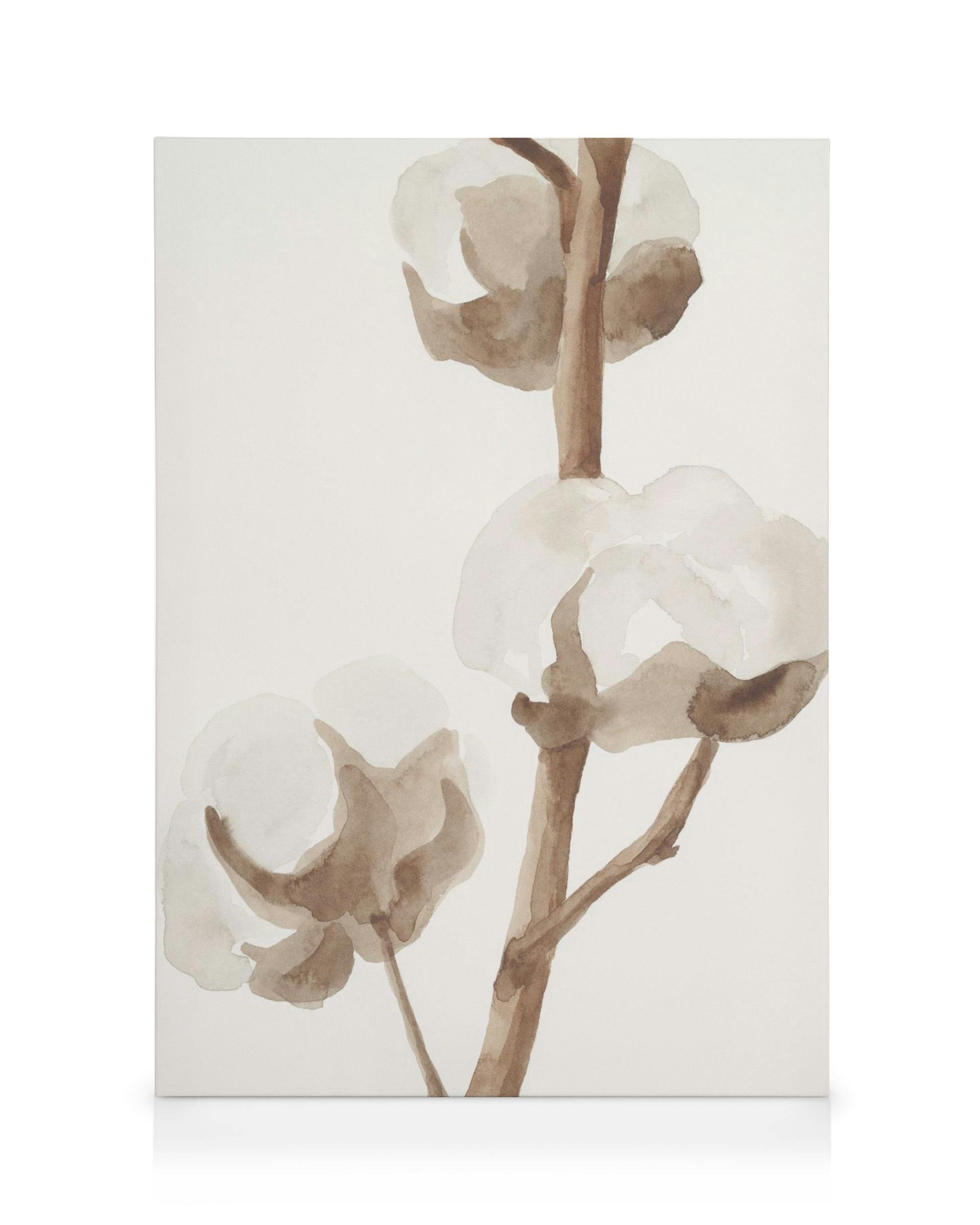 Canvas Prints Aquarelle Cotton Flowers Canvas print (30x40 cm - Black Frame)