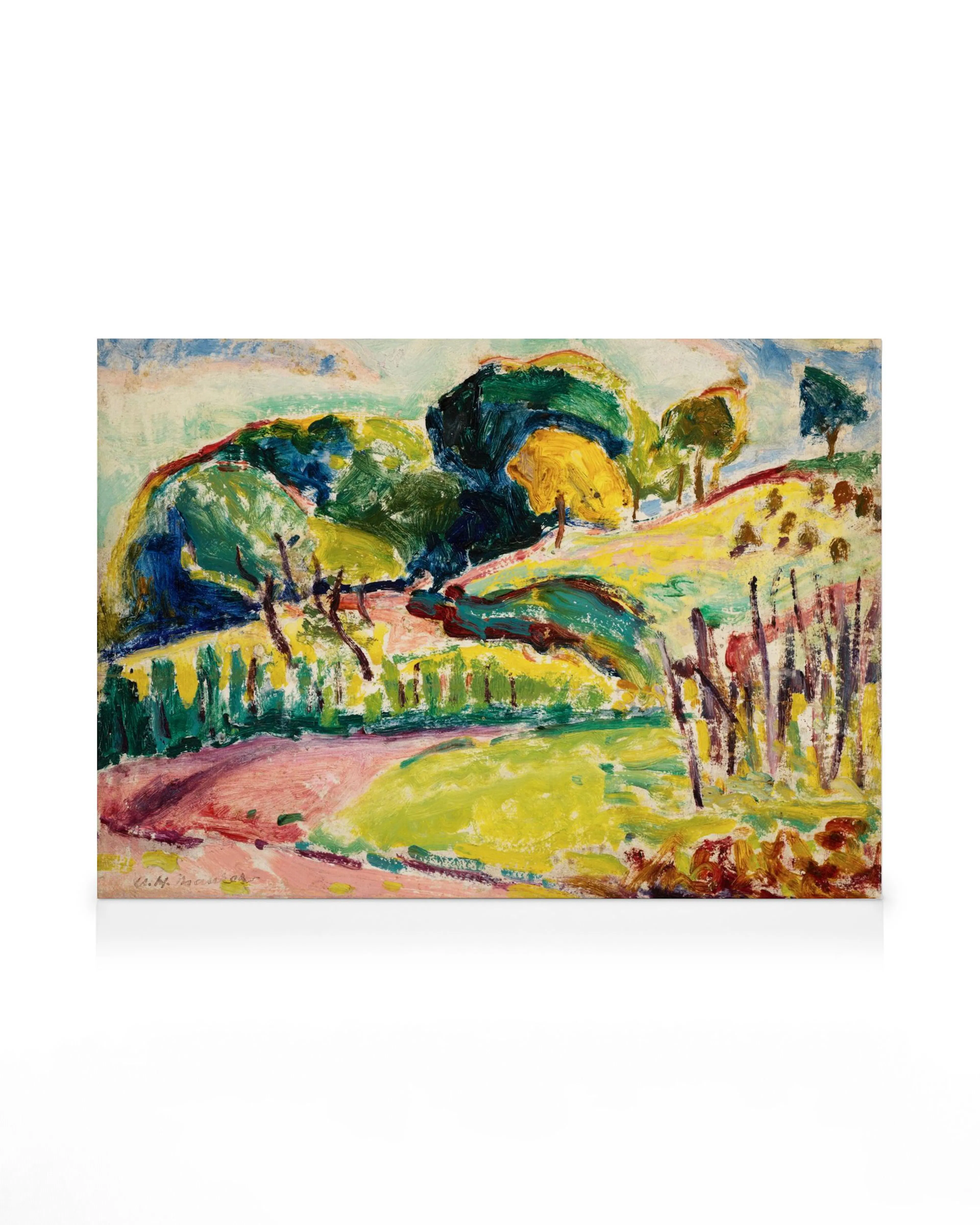 Fauvist malba Alfreda Henryho Maurera zobrazující zvlněné kopce se stromy a cestou v sytých barvách.