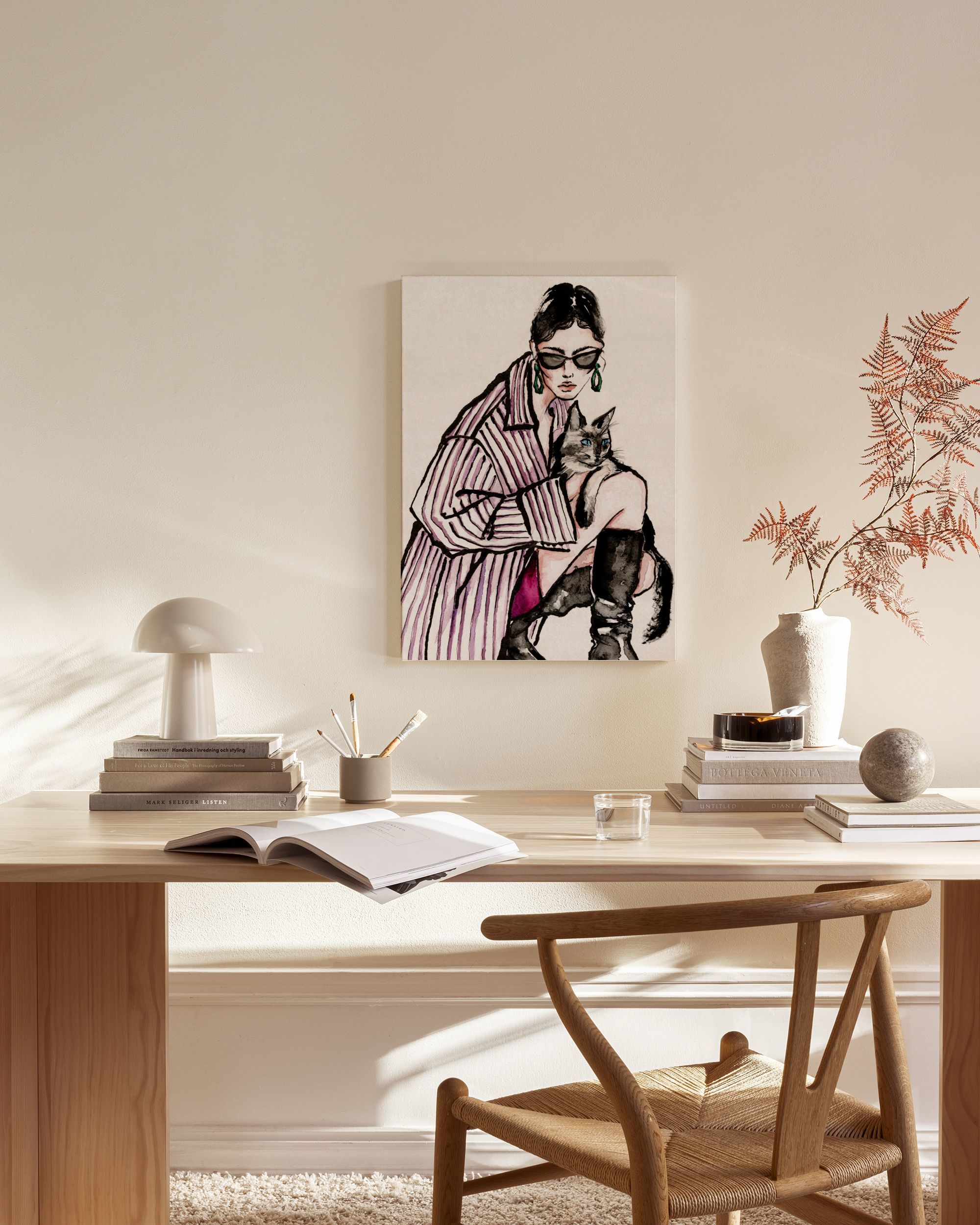 中居ベル　キャンバスプリント　「Cat Lady」 Cat Lady Canvas Print – Stylish Cat Art Print | Desenio