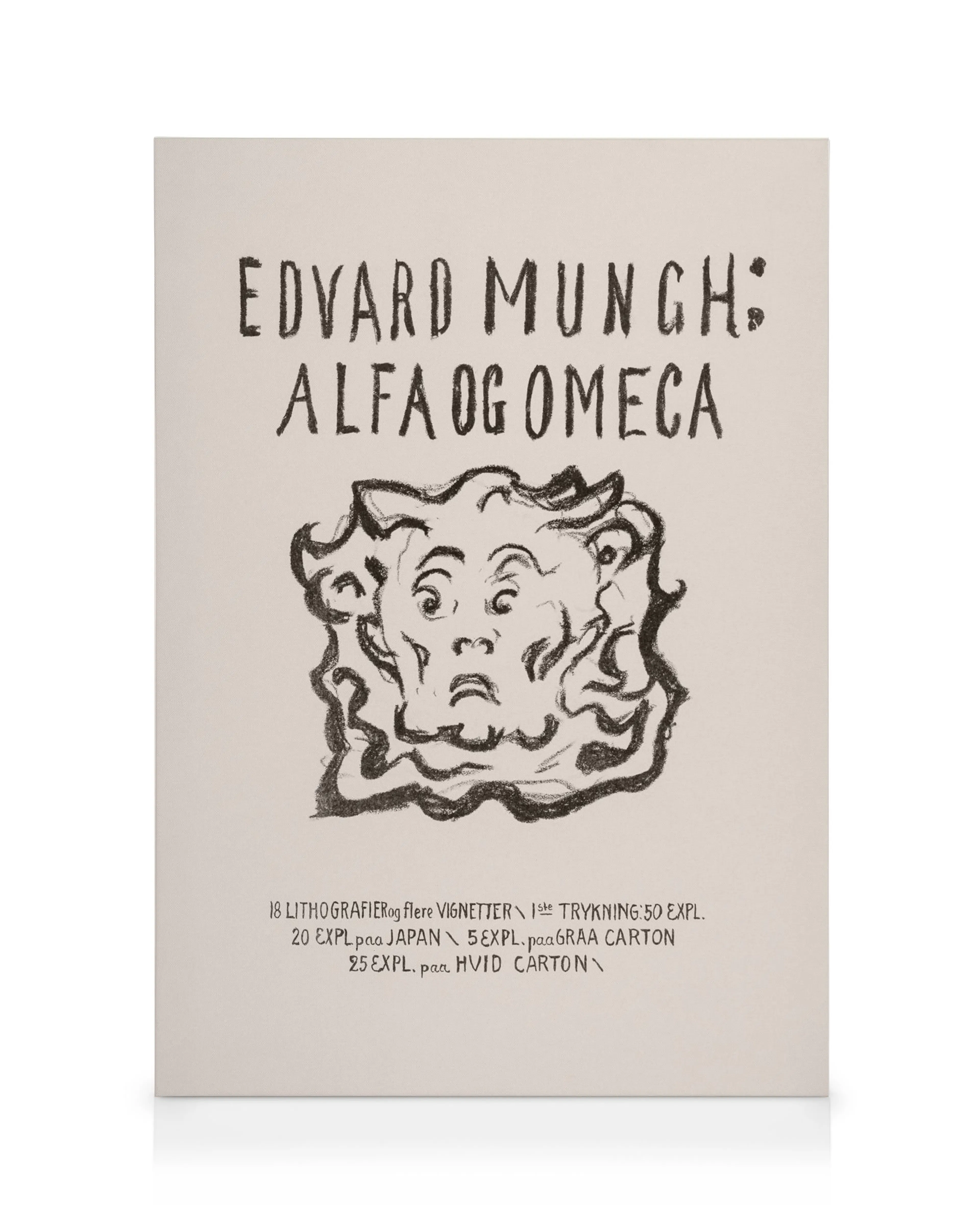 Leinwandbild Alfa und Omega von Edvard Munch, ein expressionistisches Porträt eines verzerrten Gesichts mit wirren Haaren auf he