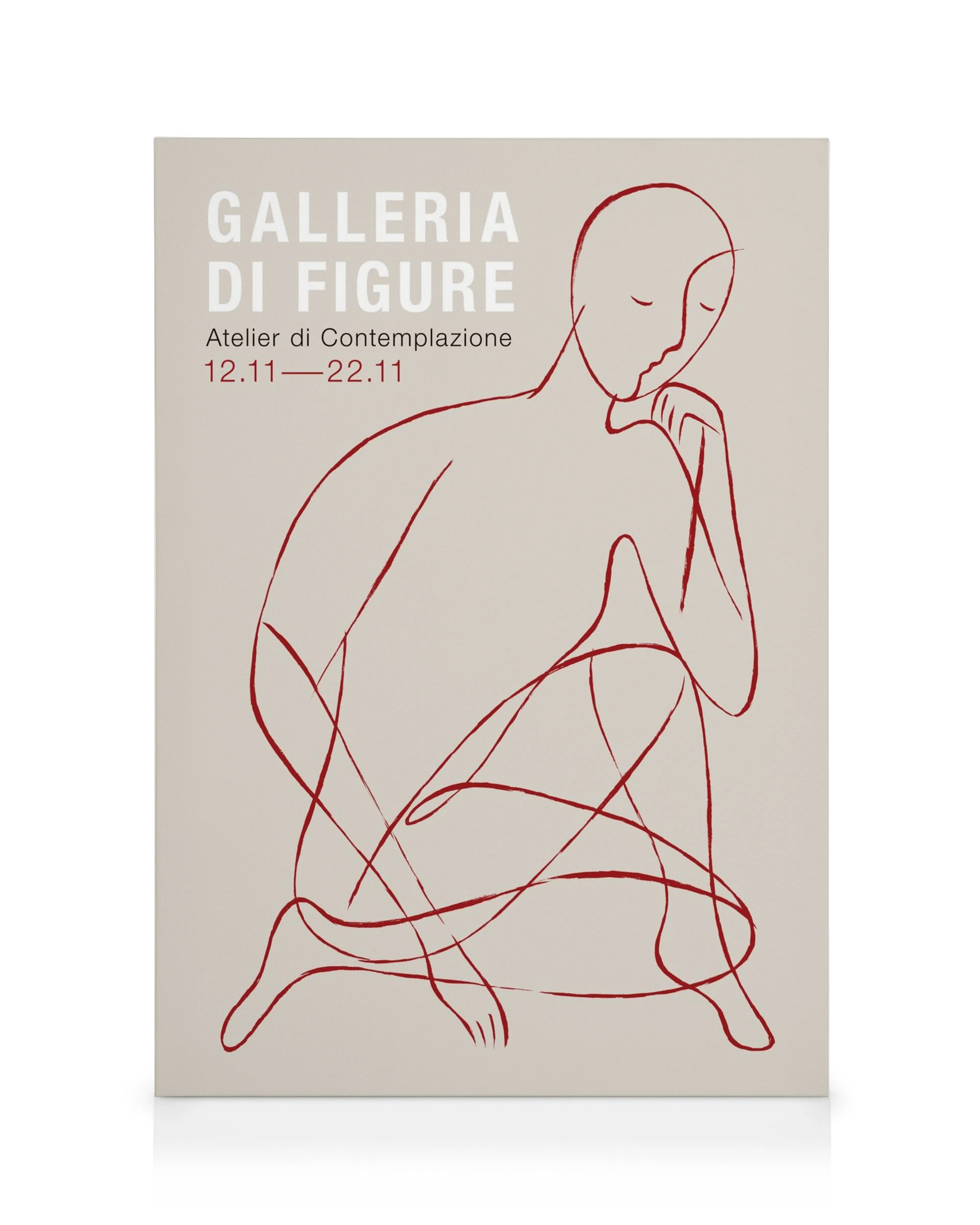 Gallery of Figures canvas print, featuring a minimalist red outline of a seated figure on a light background.