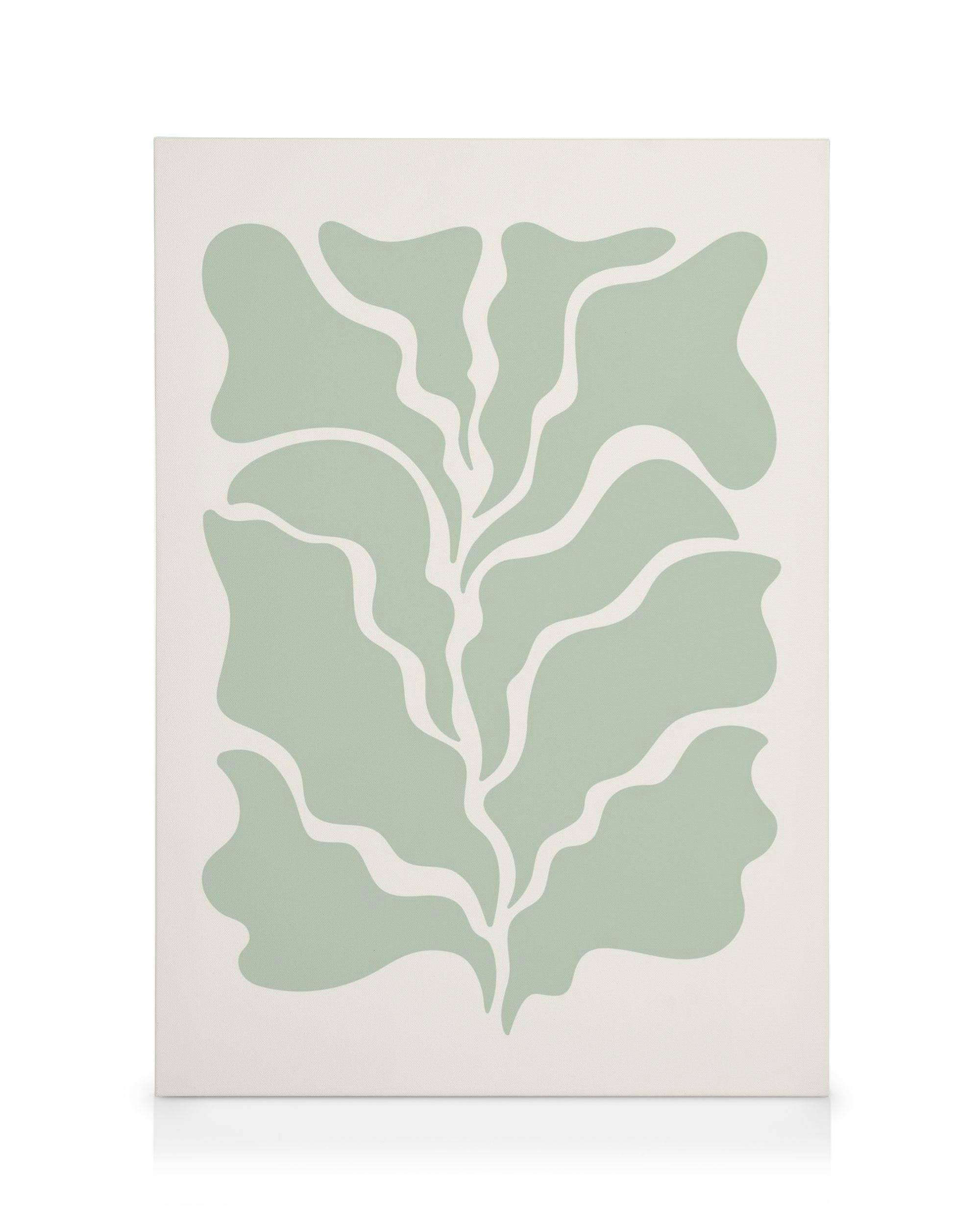 Canvas Prints Graphic Green Leaf Canvas print (30x40 cm - Oak Frame)
