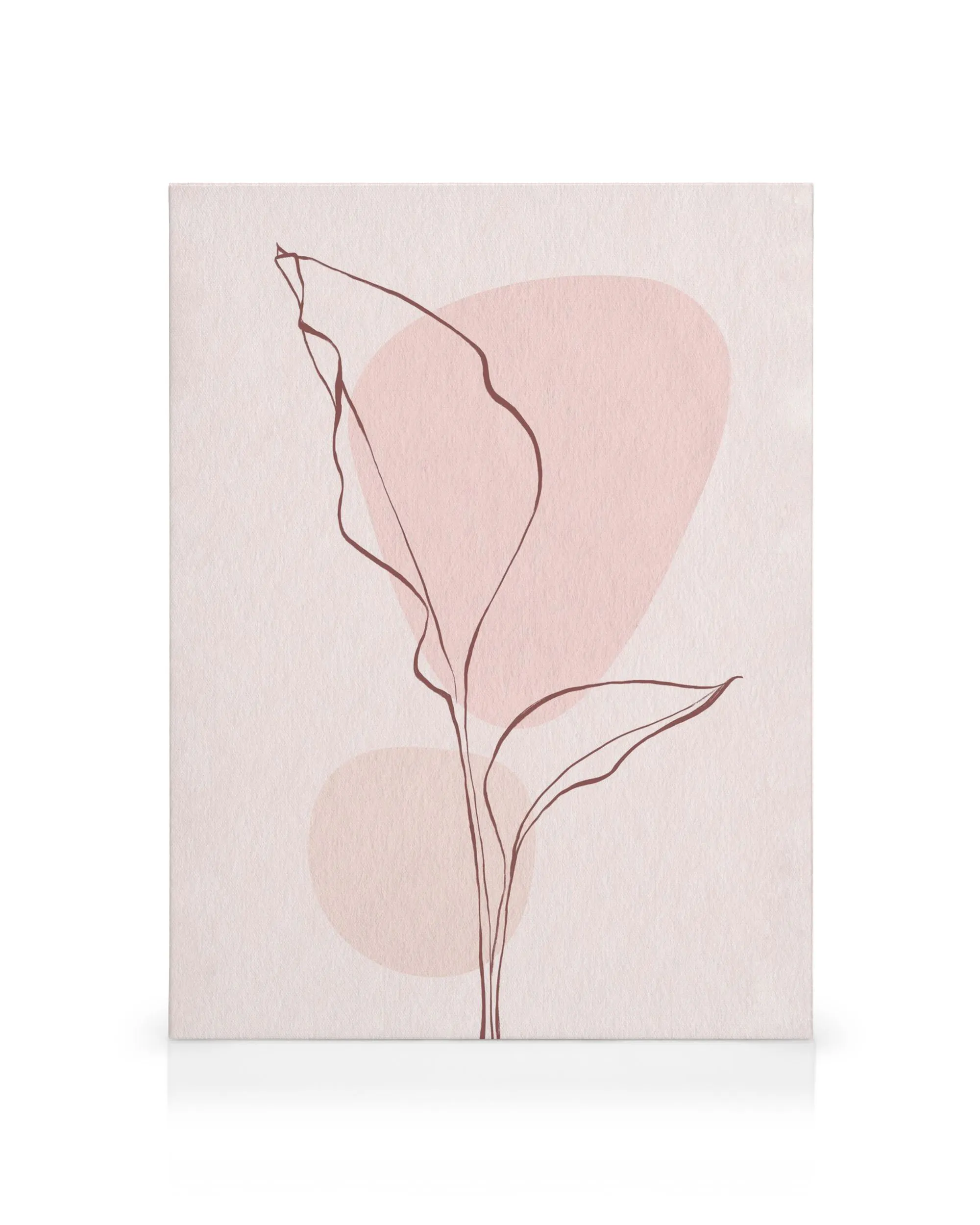 Leinwandbild mit rosa Blättern. Eine minimalistische Zeichnung einer Pflanze mit rosa Blättern, ideal für Wohnzimmer Deko.