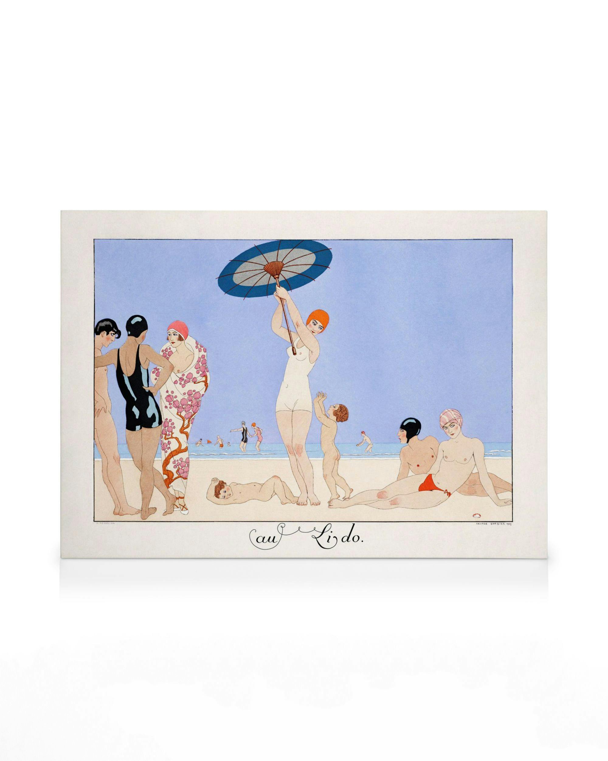 Canvas Schilderijen George Barbier - Au Lido Plate no.14 Canvas (30x40 cm - Fotolijst Zwart)