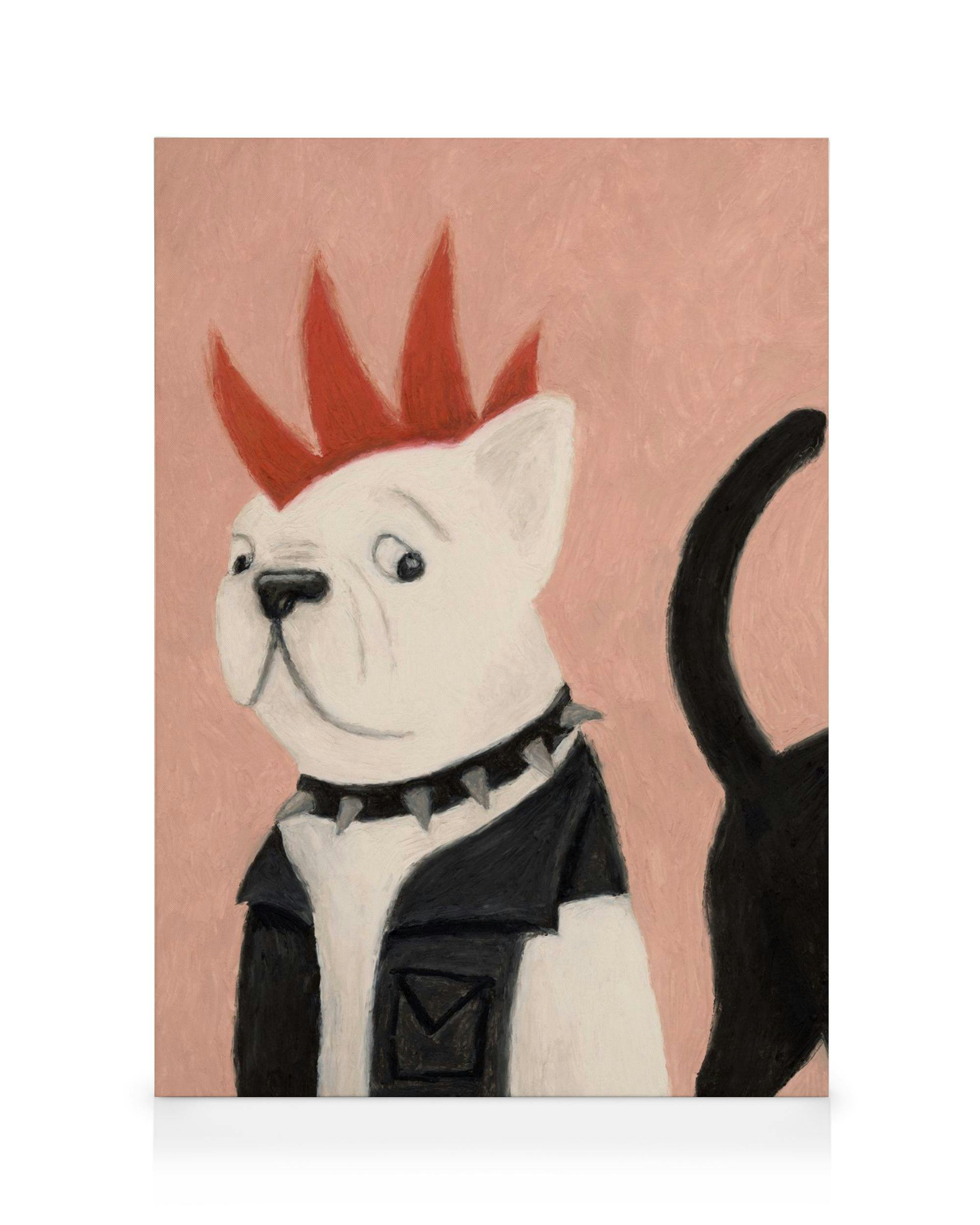 Leinwandbilder Frenchie Punk Leinwandbild (100x140 cm - Holzrahmen schwarz)