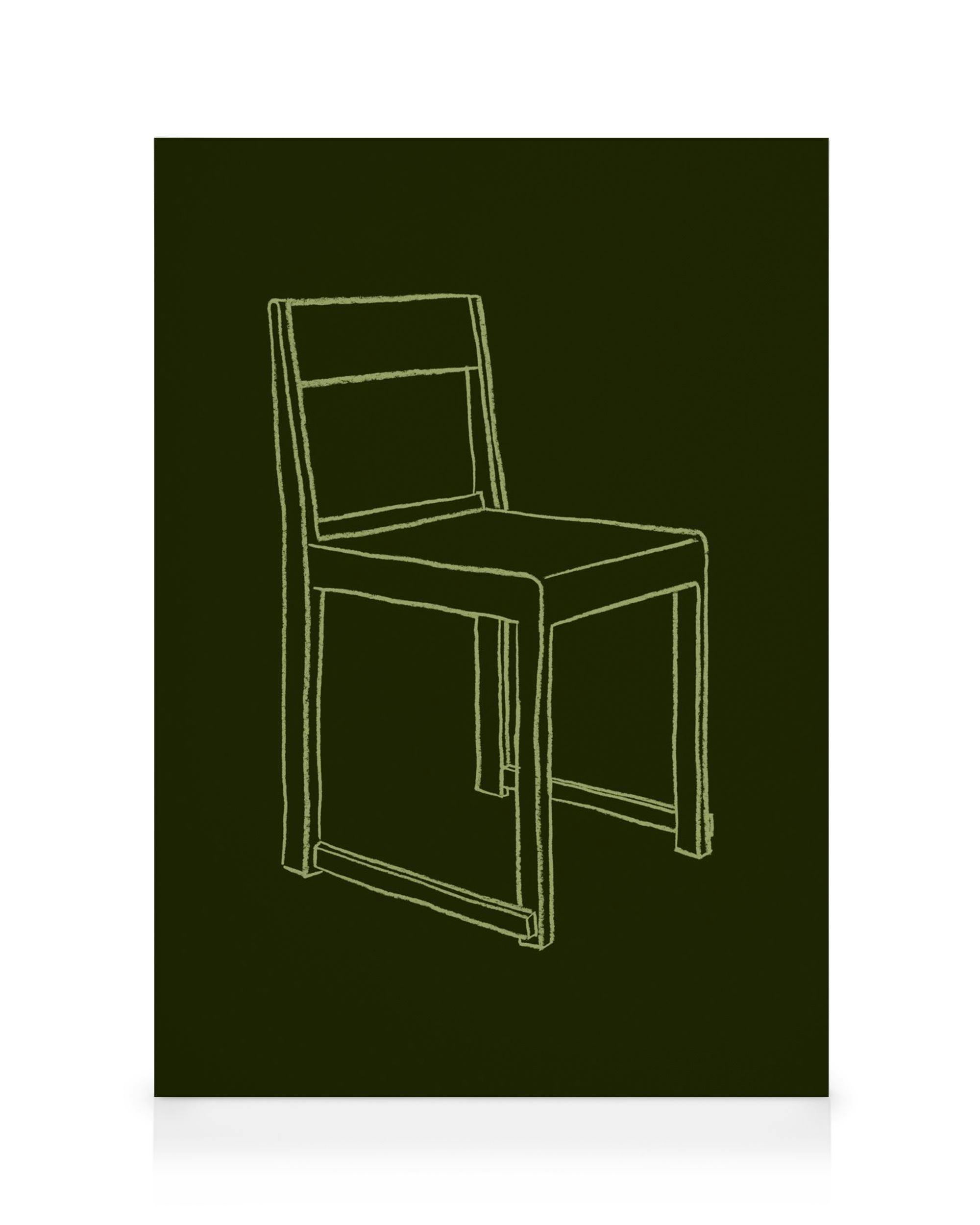 Canvas Schilderijen Chair Illustration Canvas (100x140 cm - Fotolijst Eiken)