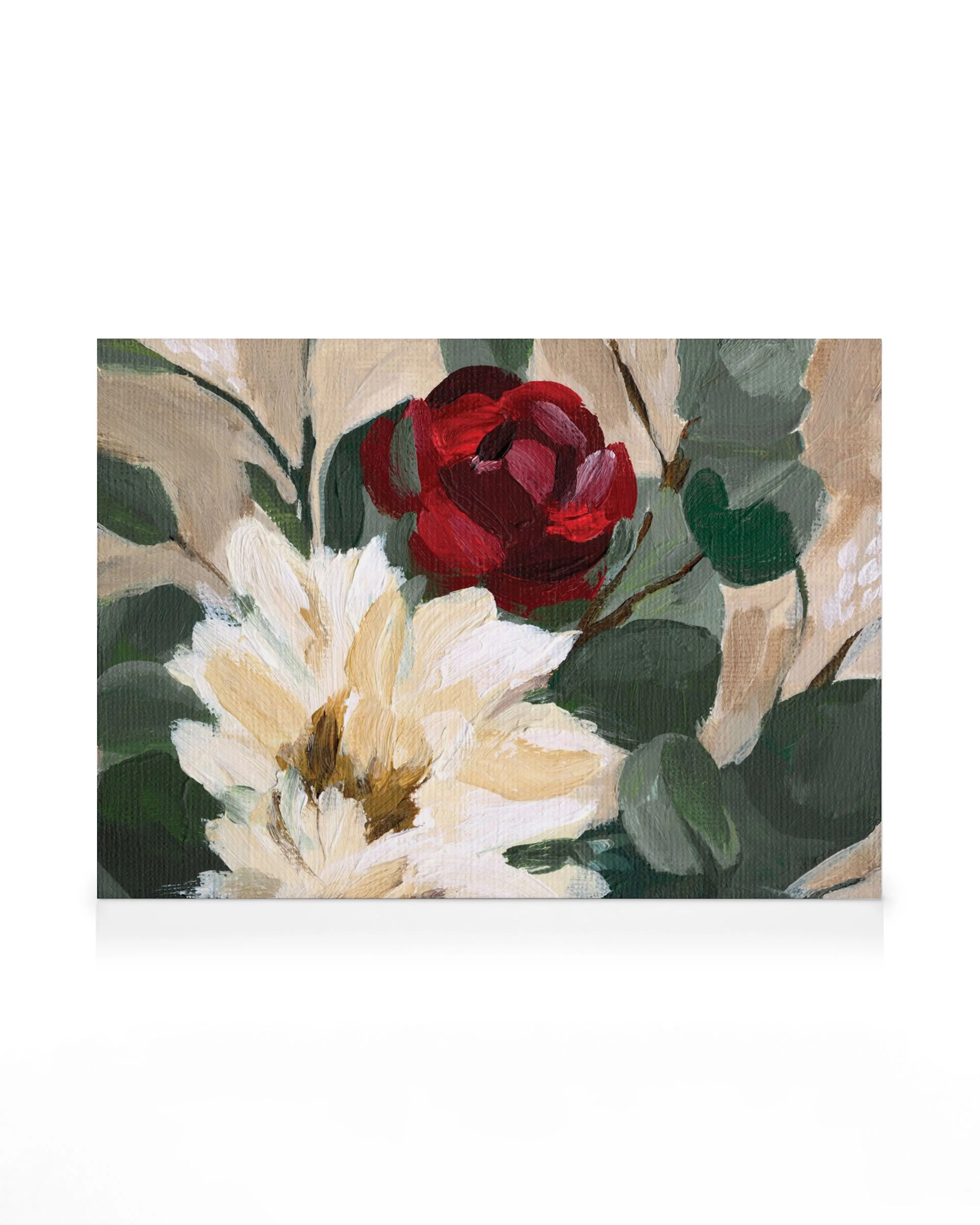 Crimson and Cream Blooms Canvas 0