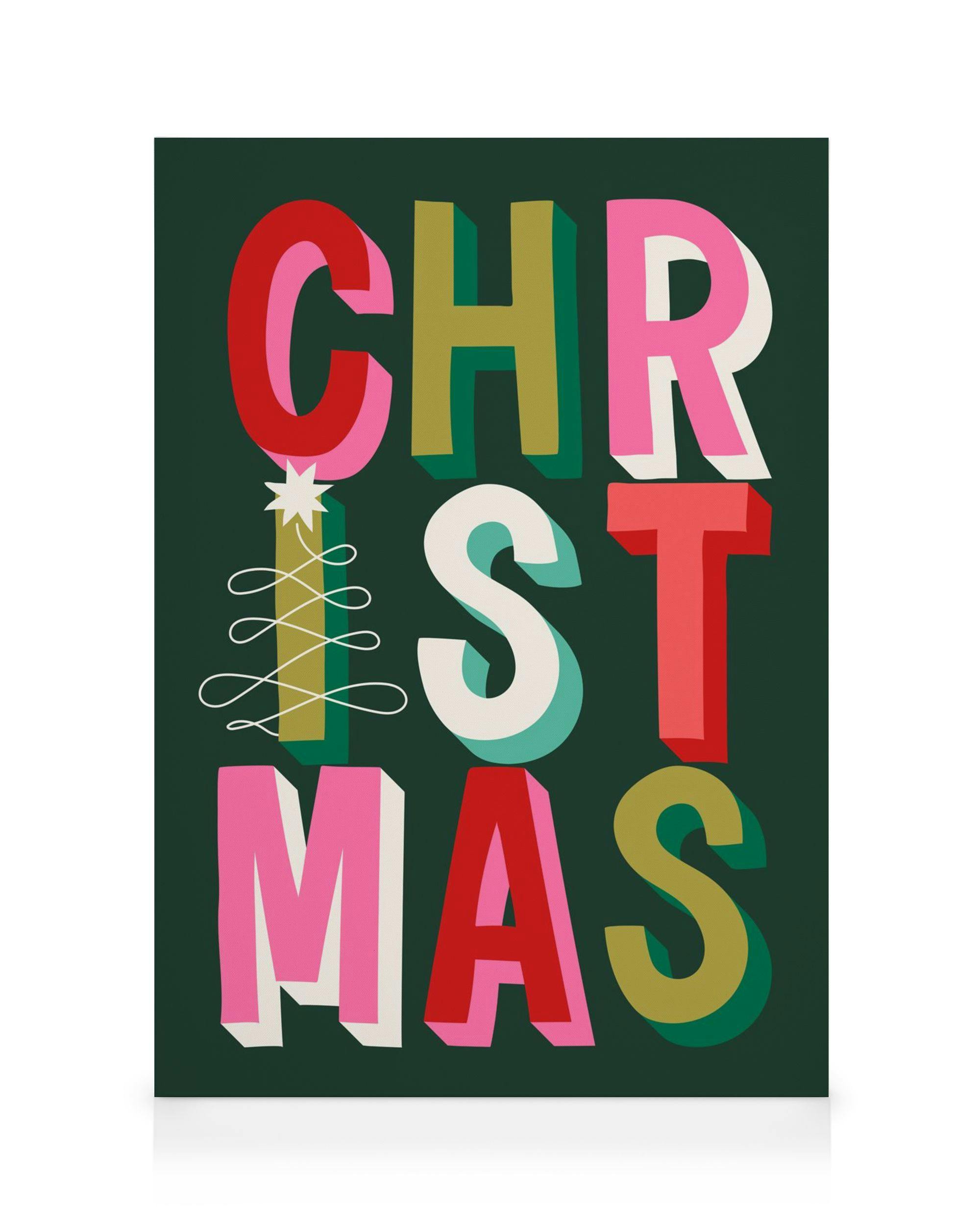 Bold Christmas Lerret (30x40 cm - Svart Ramme)