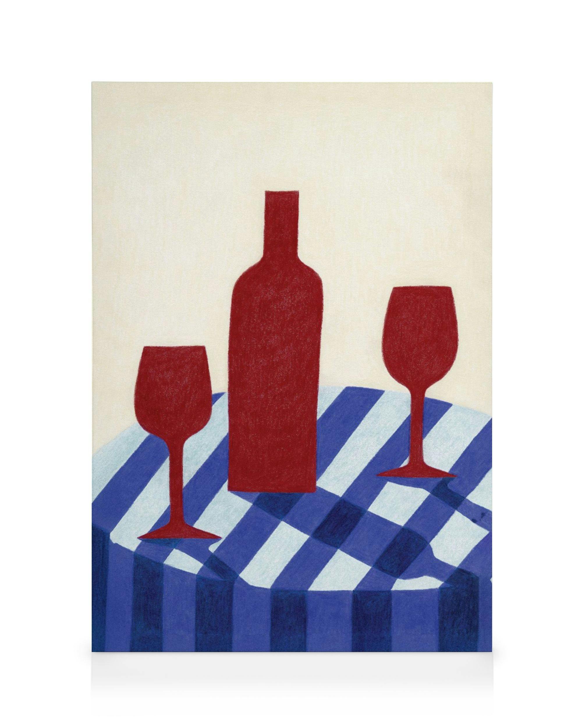Canvas Prints Red Wine for Two Canvas print (30x40 cm - Oak Frame)